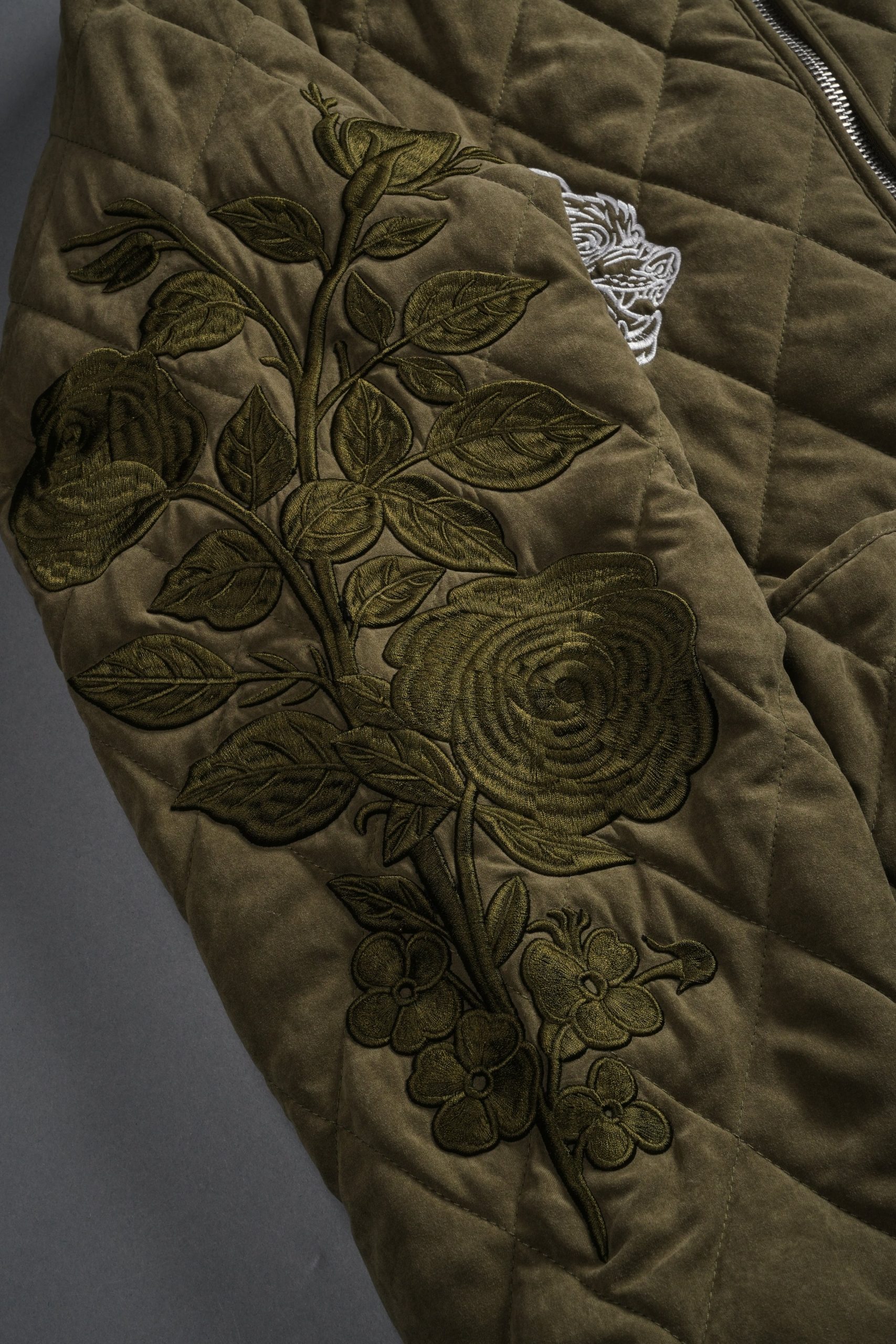 Sacred Wolves Boxy Darco Quilted Jacket in Olive - Image 11