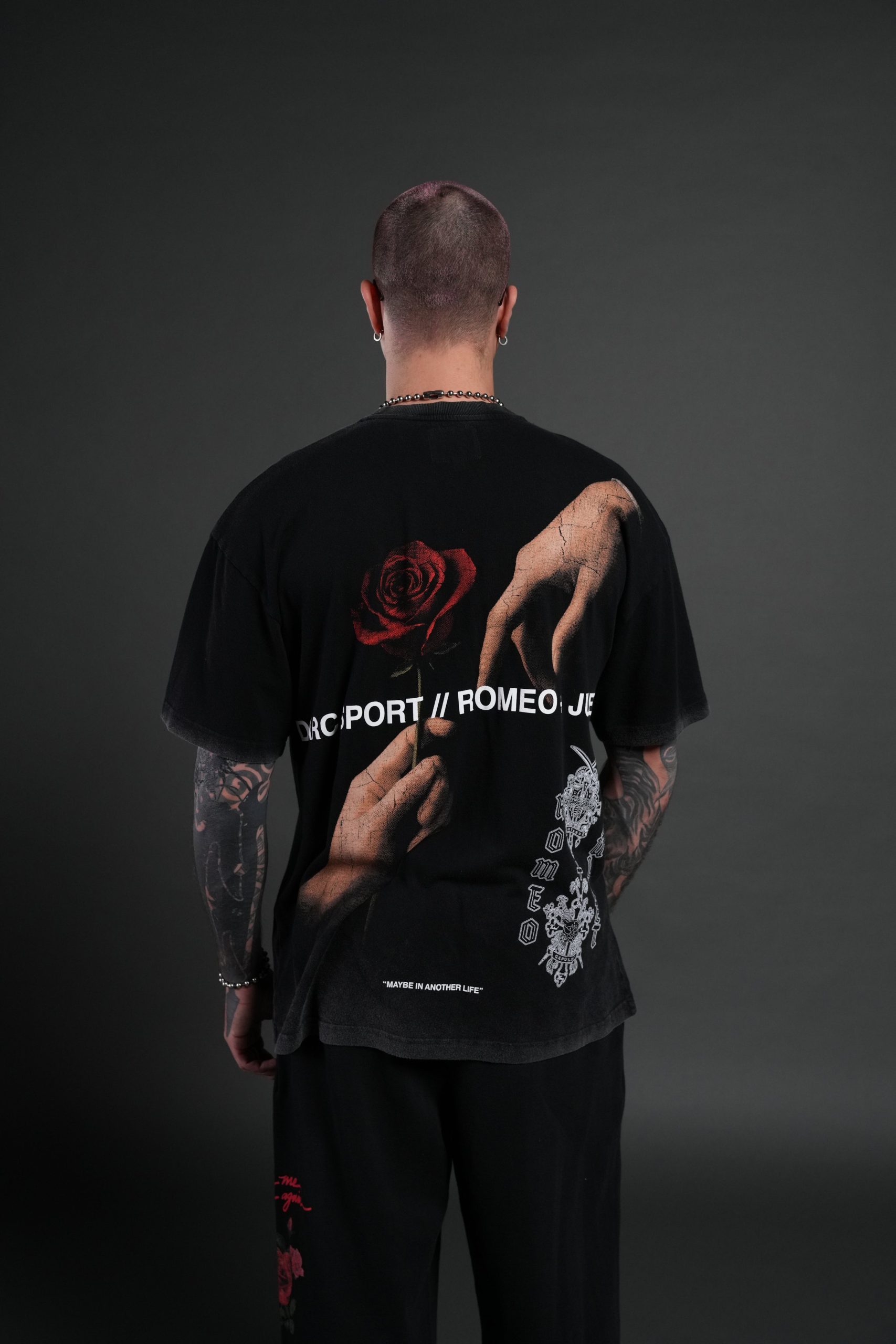 Crossed Hearts Premium Oversized Tee in Black - Image 4