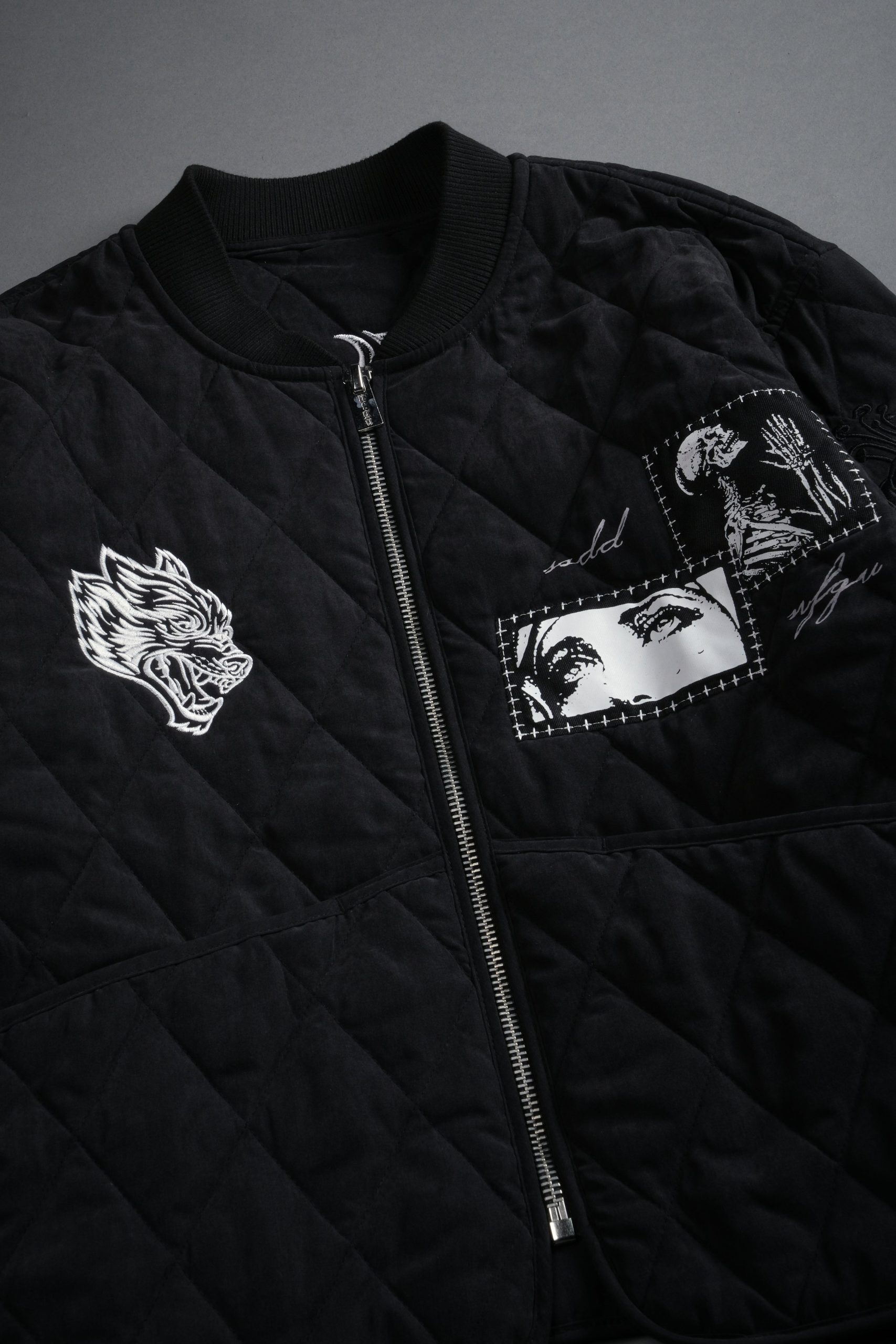 Sacred Wolves Boxy Darco Quilted Jacket in Black - Image 9