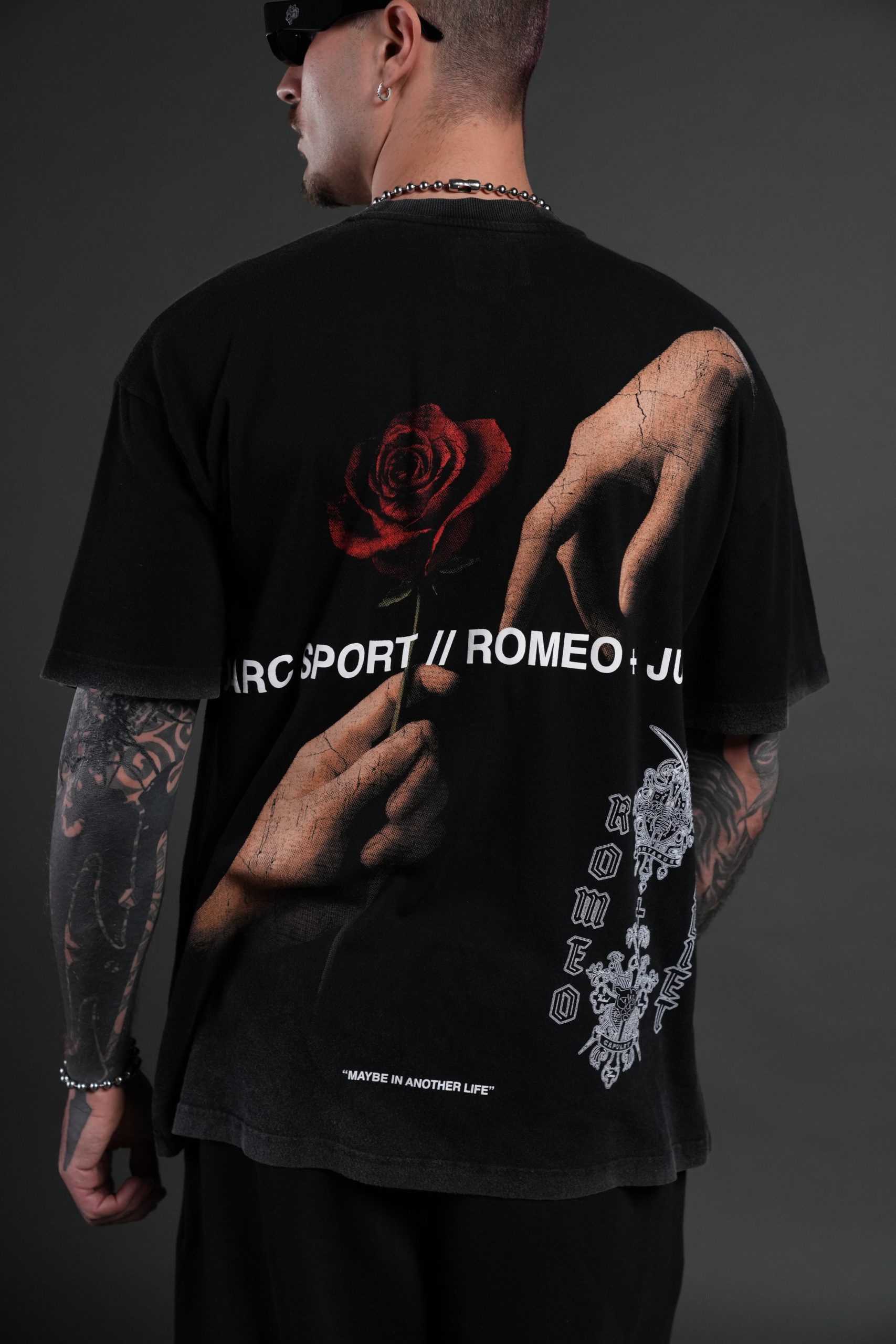 Crossed Hearts Premium Oversized Tee in Black - Image 8