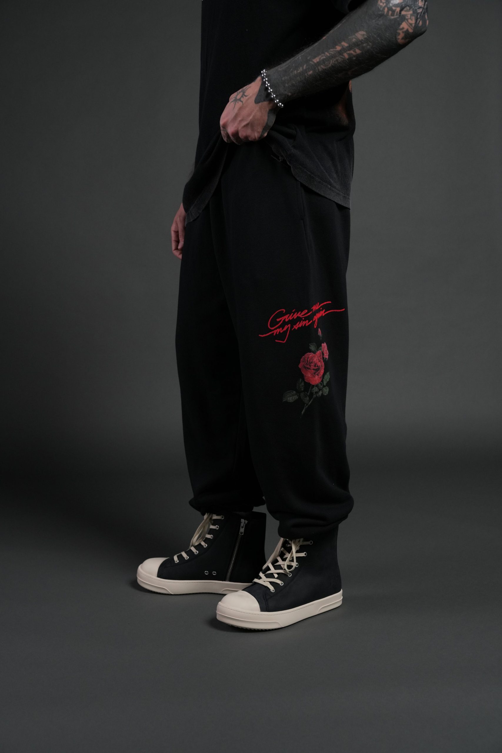 Sin Again Unisex Lightweight Lounger Sweat Pants in Black - Image 4