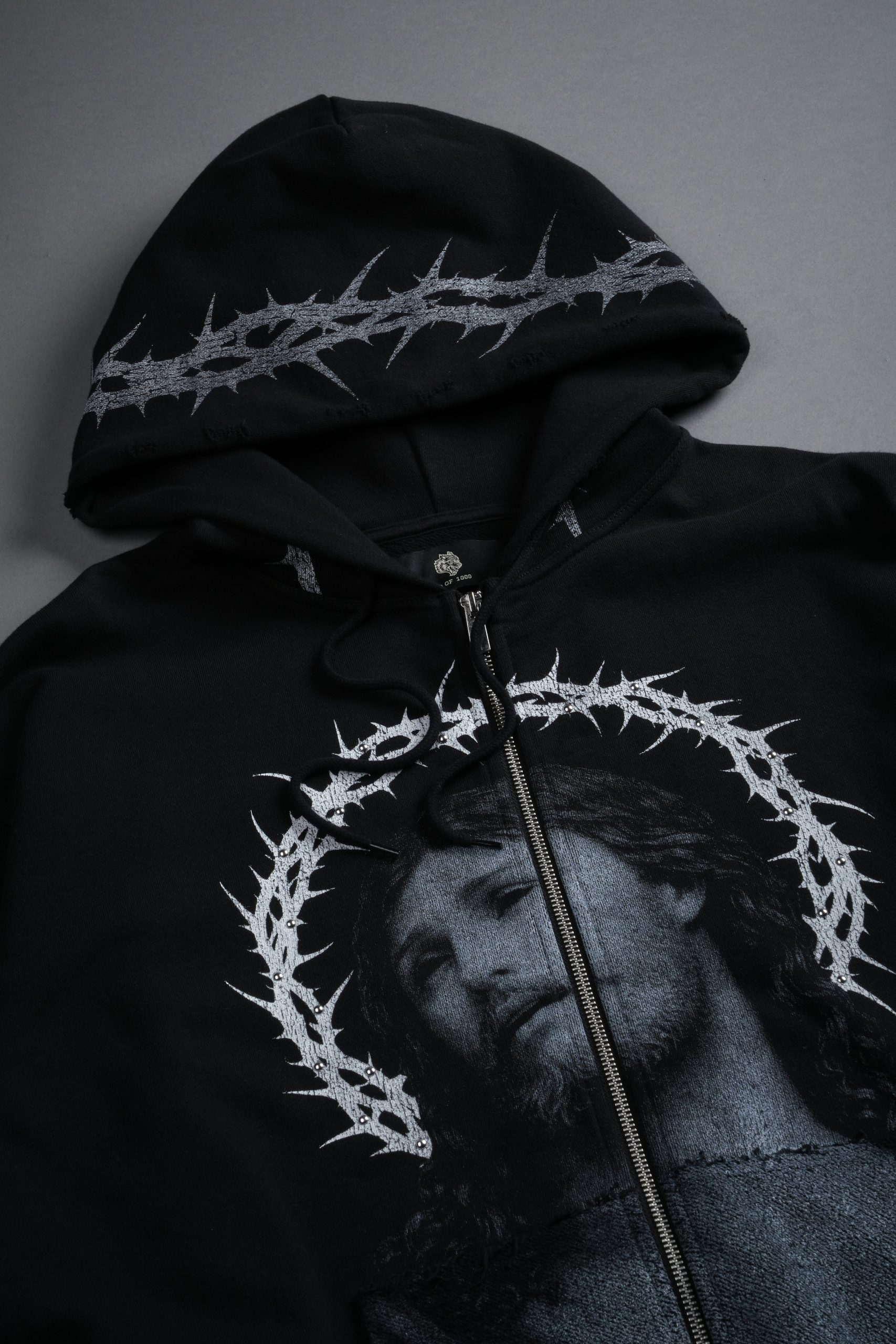 Crowned Grunge Moatis Zip Hoodie in Black - Image 11