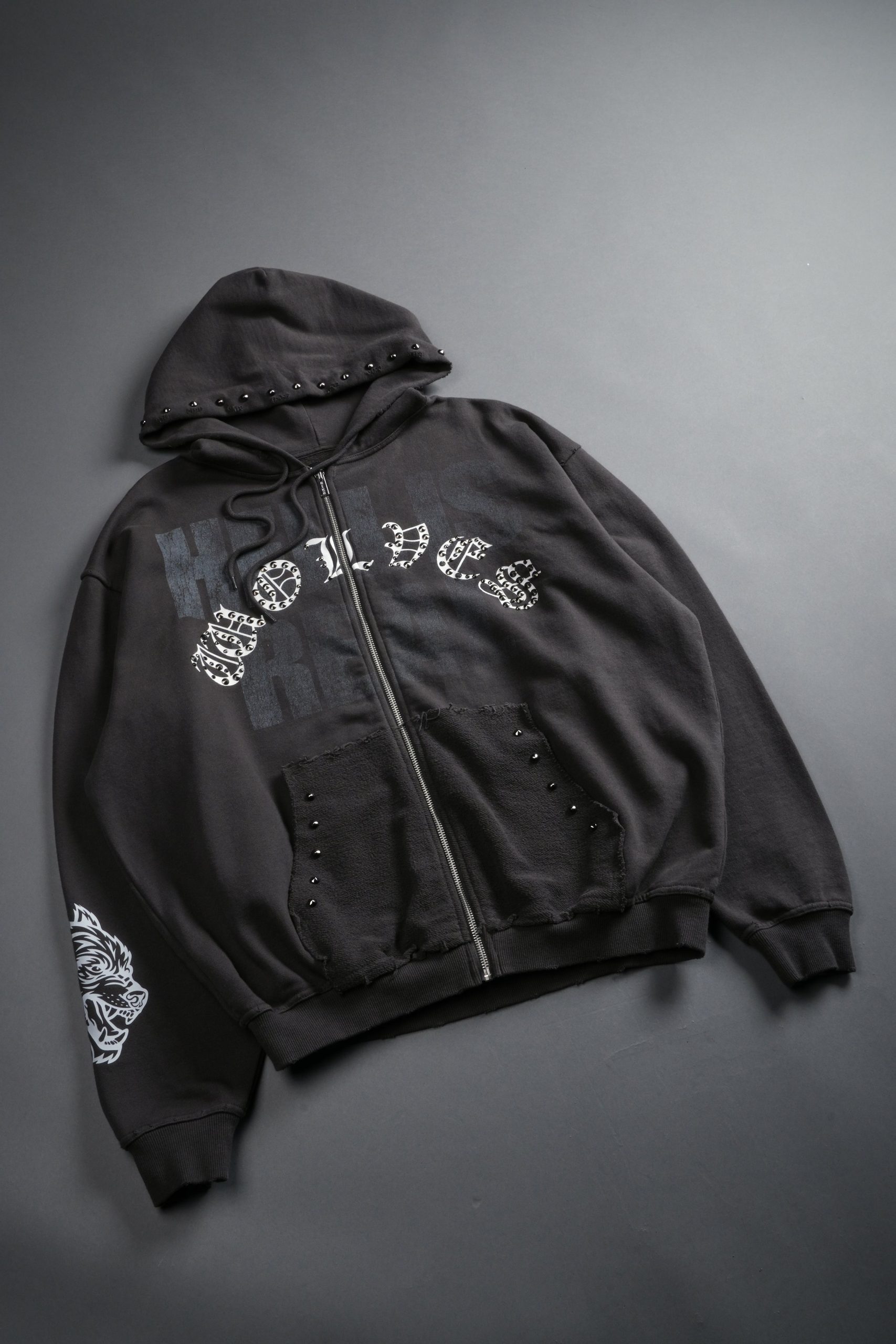 Hell is Real Grunge Moatis Zip Hoodie in Wolf Gray - Image 7