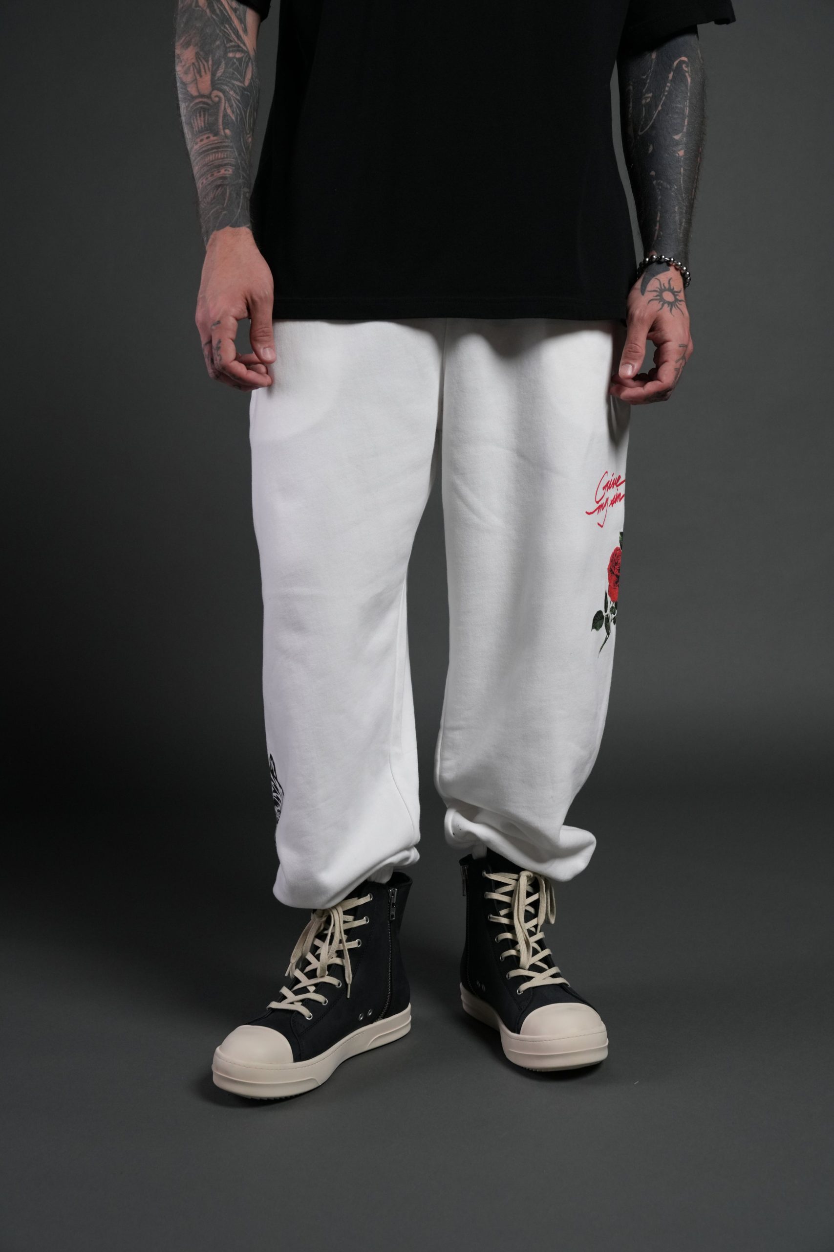 Sin Again Unisex Lightweight Lounger Sweat Pants in Cream - Image 2
