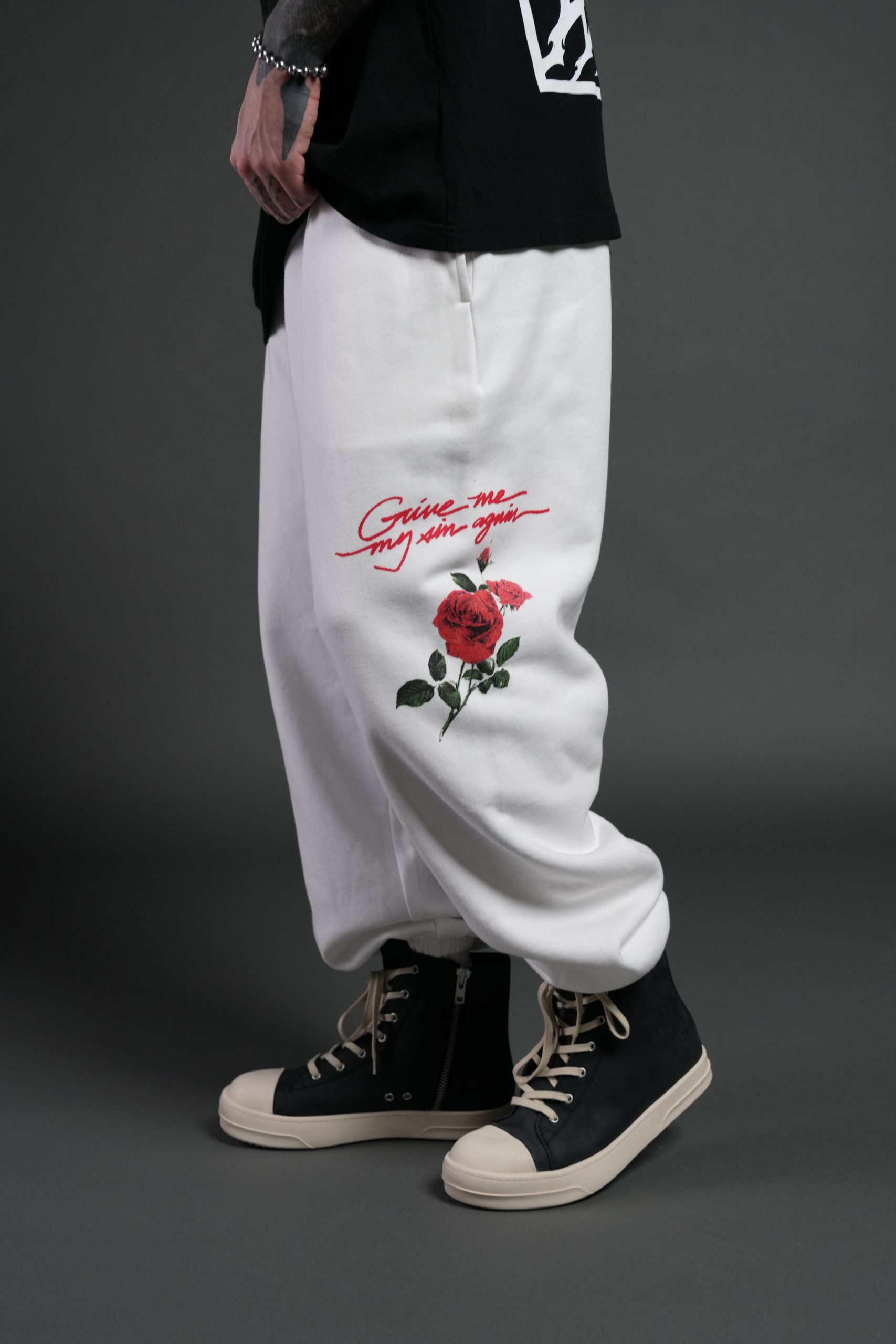 Sin Again Unisex Lightweight Lounger Sweat Pants in Cream - Image 4
