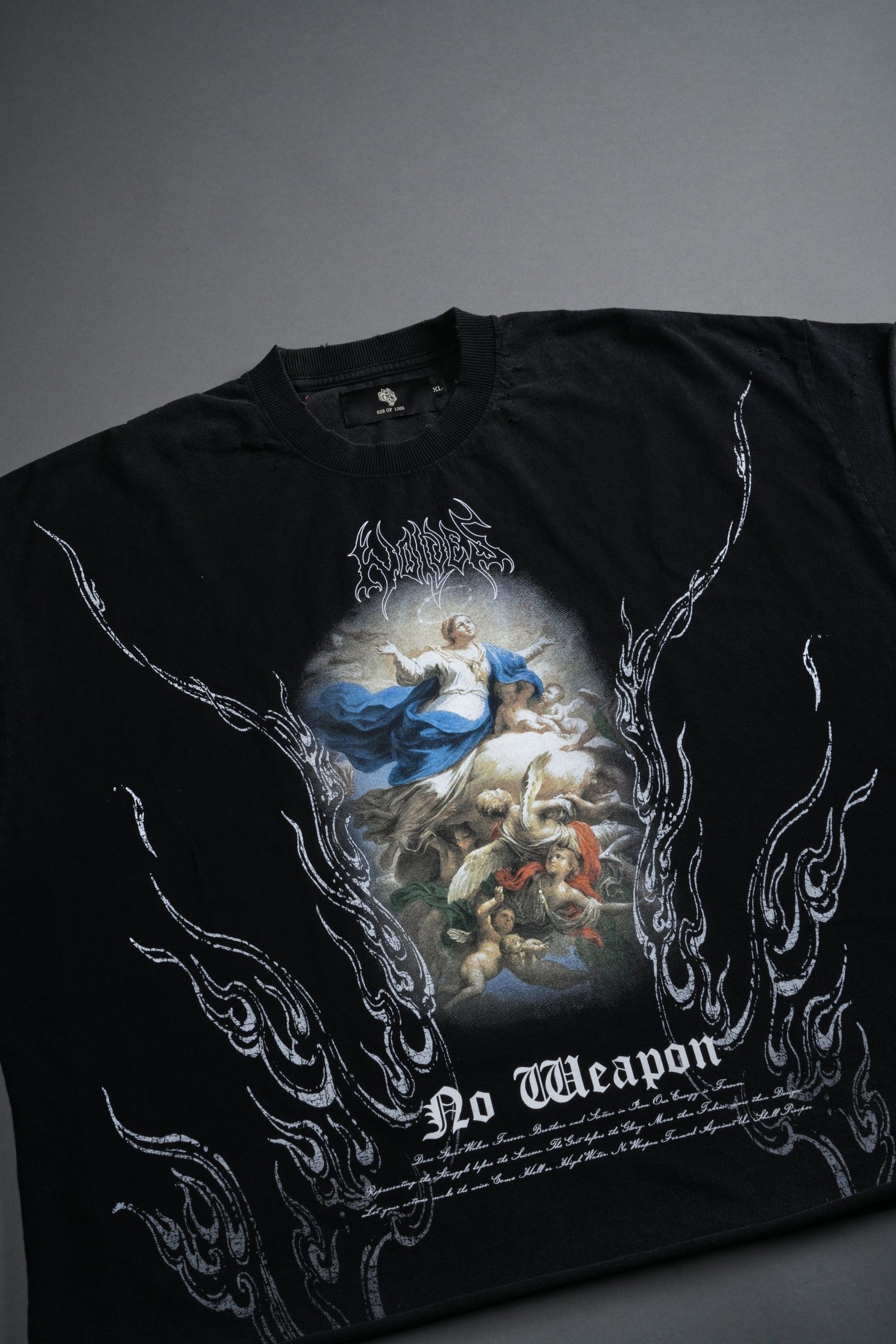 Rise Above Distressed Grunge Cut-Off Tee in Black - Image 10