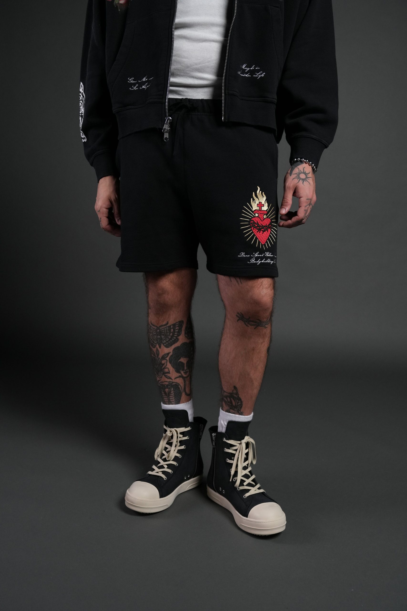 Doomed Love Post Lounge Sweat Shorts in Black - Image 2