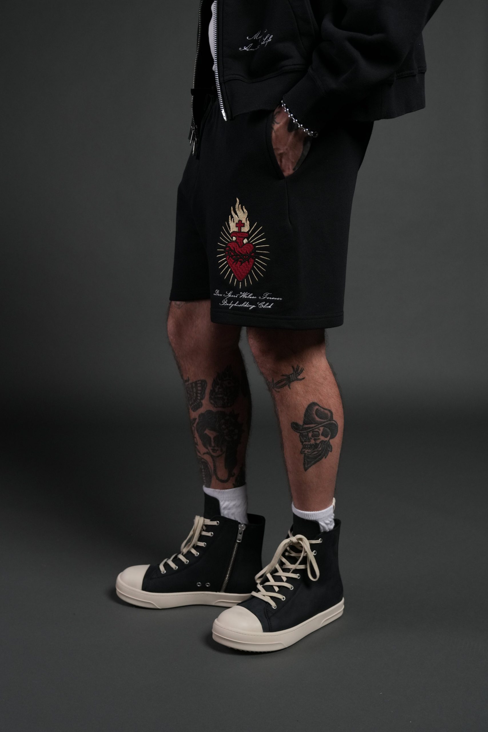 Doomed Love Post Lounge Sweat Shorts in Black - Image 4