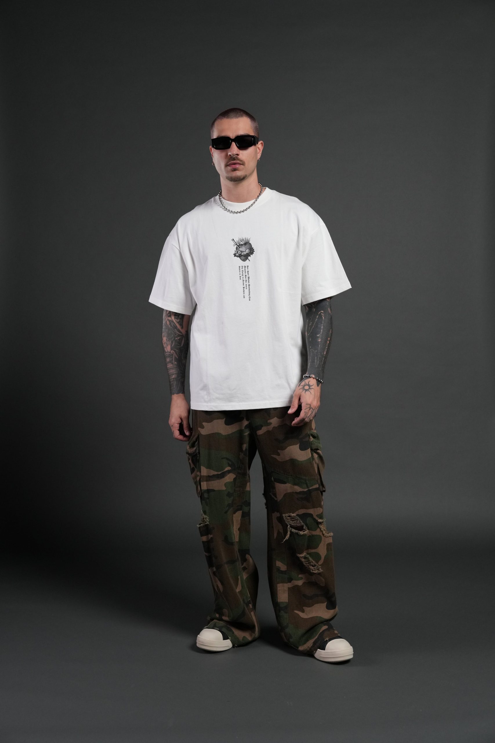 Sin Again Unisex Grunge Tee in Cream - Image 9