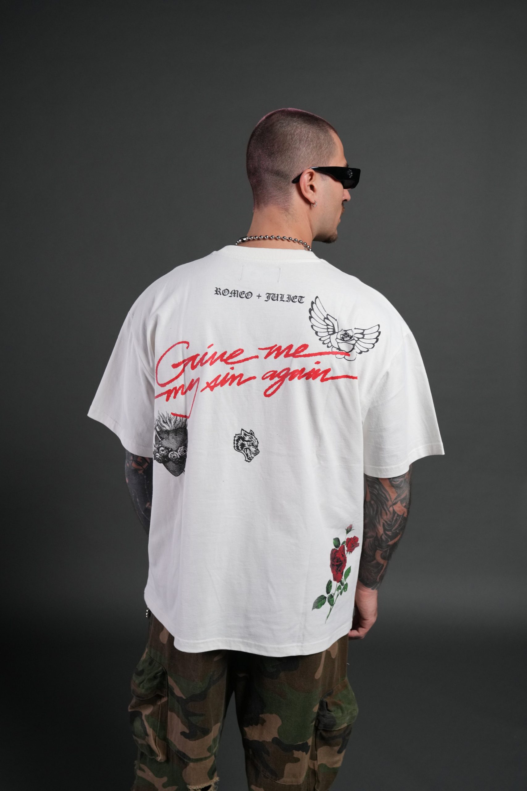 Sin Again Unisex Grunge Tee in Cream - Image 8