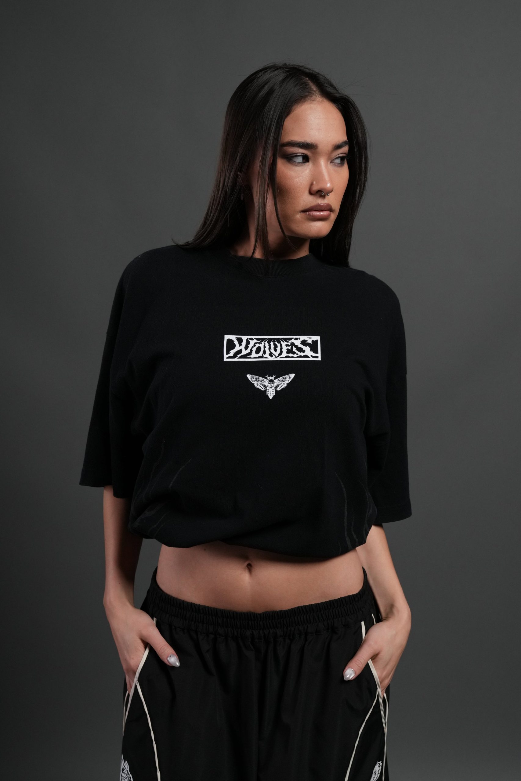 Death's-Head Premium Oversized Tee in Black - Image 2