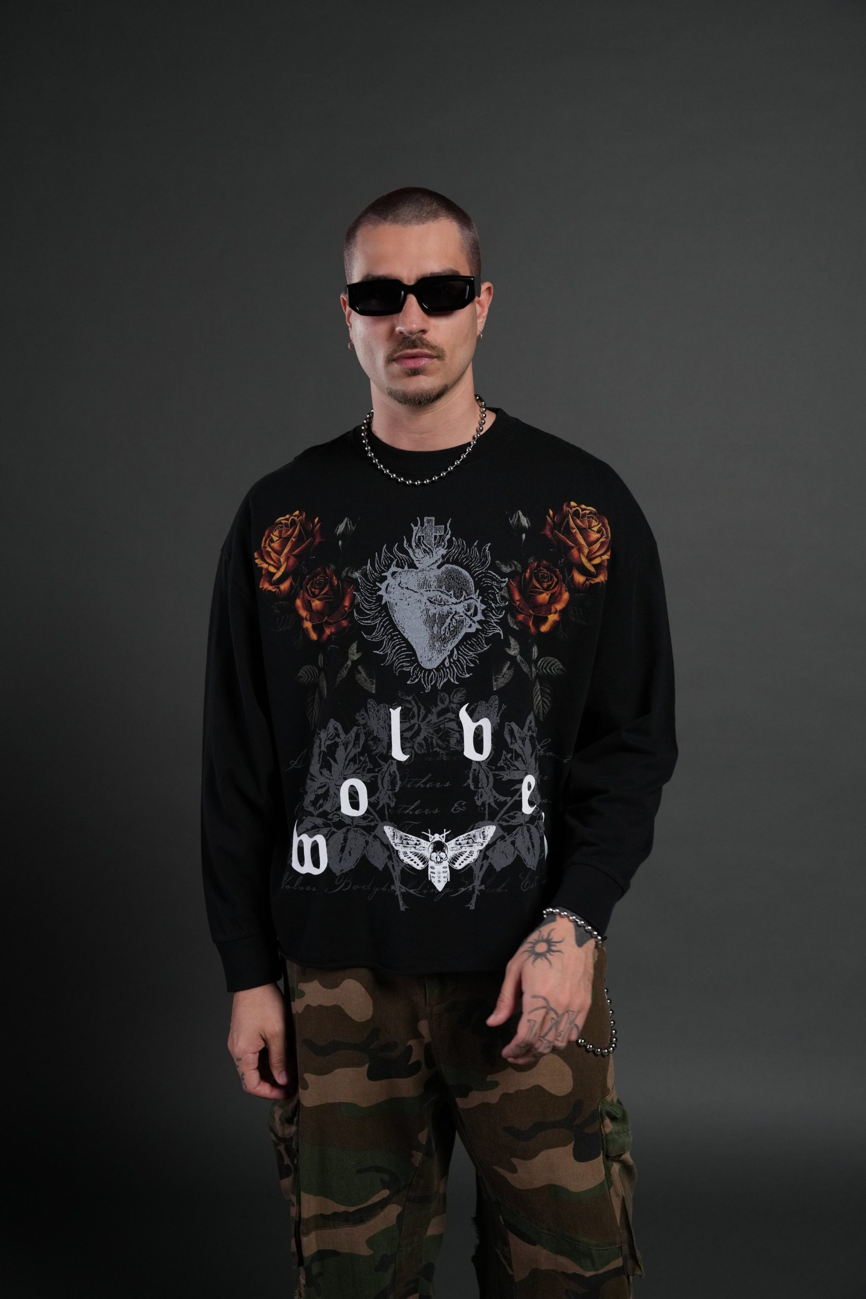 You Are the Reason Grunge Mid-Length Raw Hem LS Tee in Black - Image 4