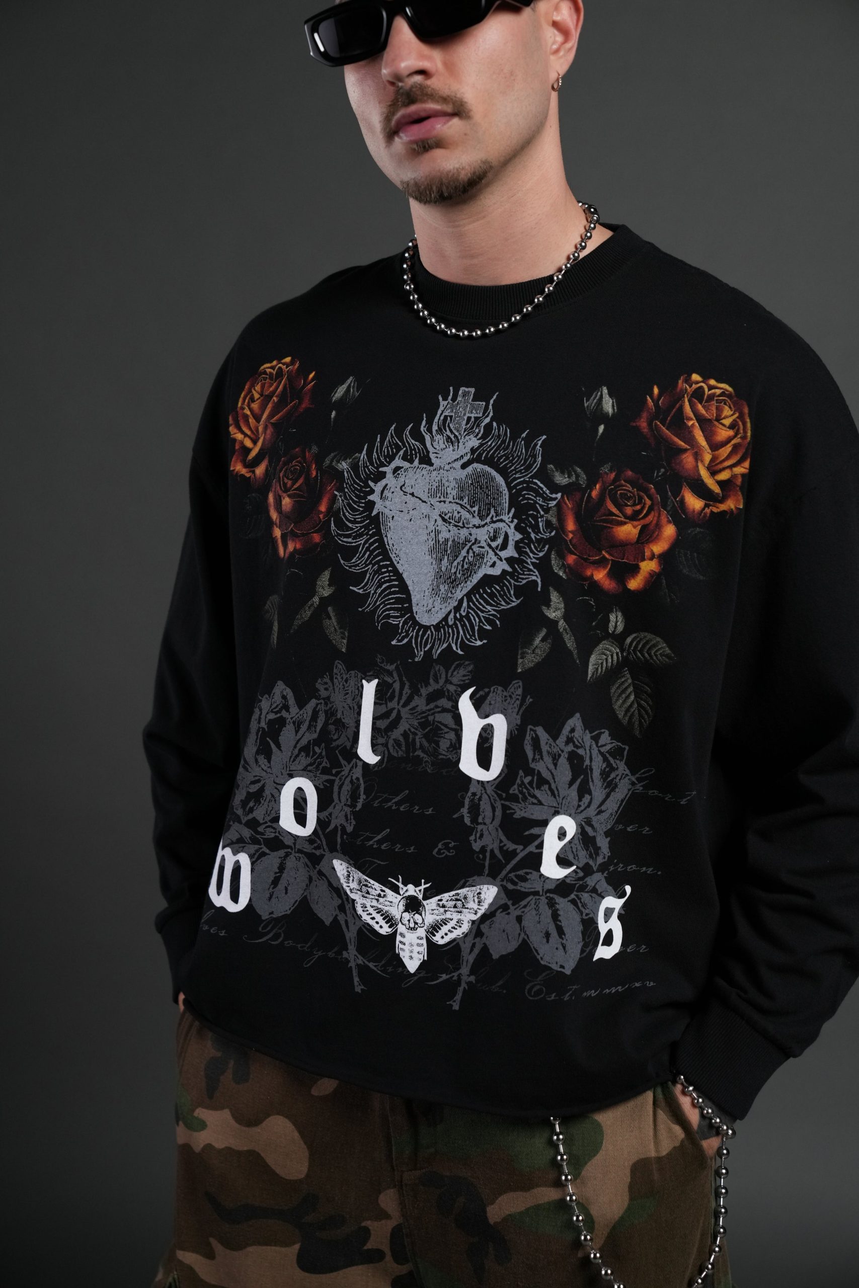 You Are the Reason Grunge Mid-Length Raw Hem LS Tee in Black - Image 5