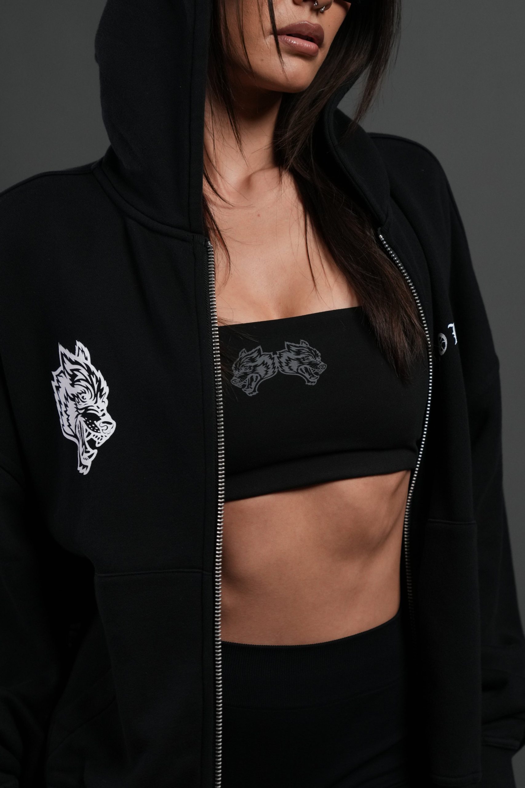Next Of Kin NFGU Vex Double Zip Hoodie in Black - Image 7