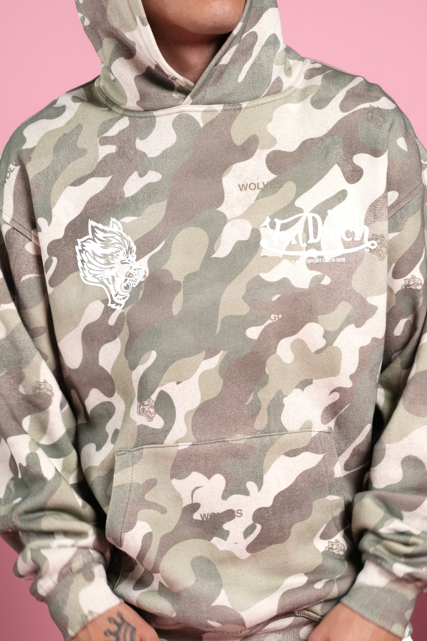 Von Wild Pierce Hoodie in Dsvd Green Camo - Image 7