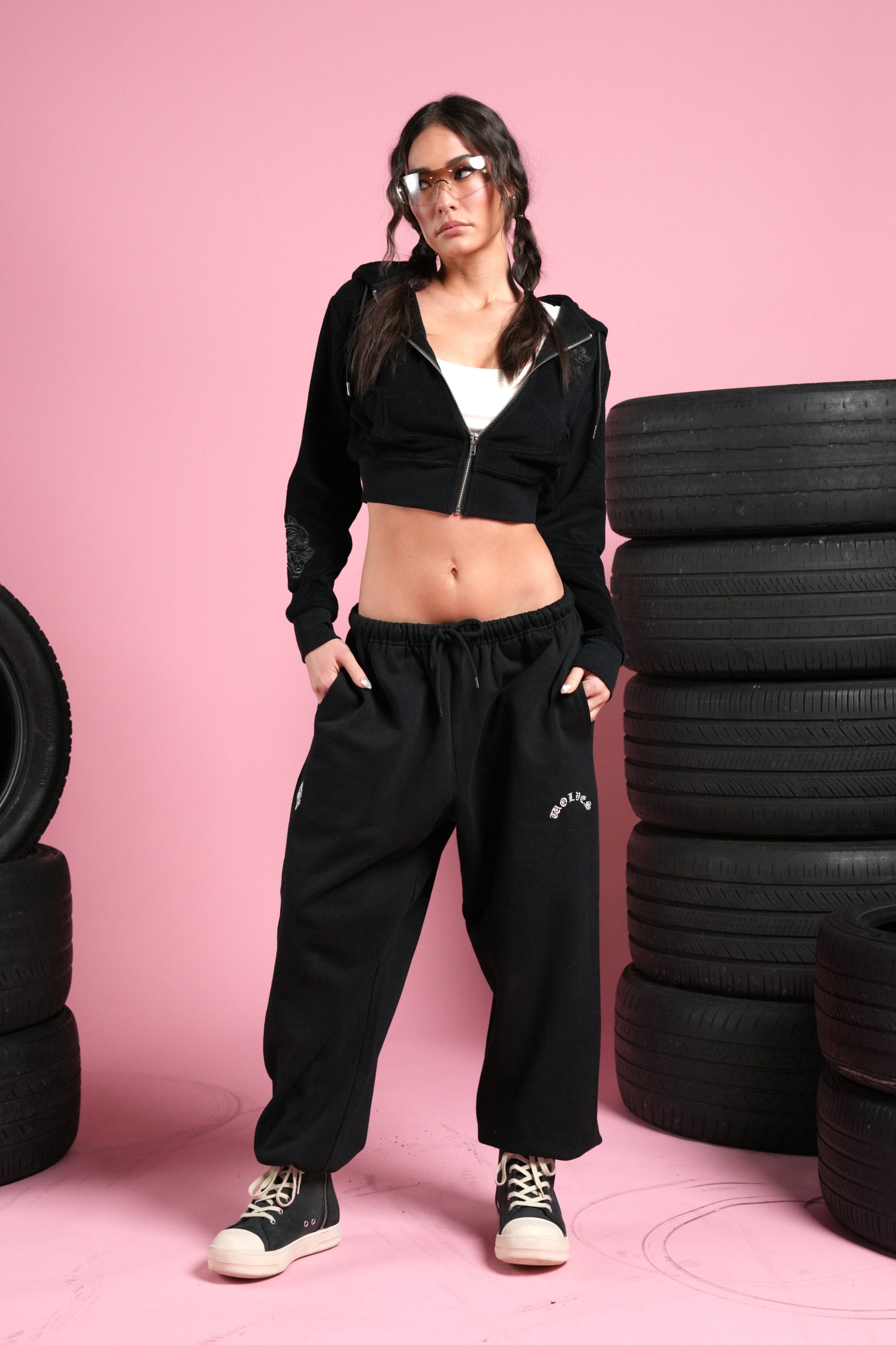Y2Kulture Lightweight Lounger Sweat Pants in Black