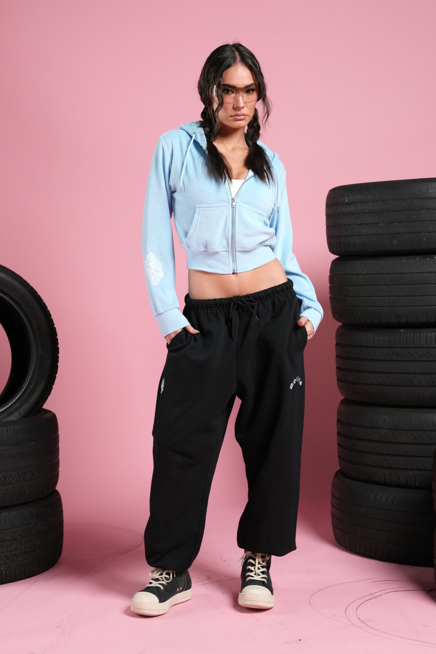 Darc Covenant Tia Zip Up Hoodie in Baby Blue - Image 3