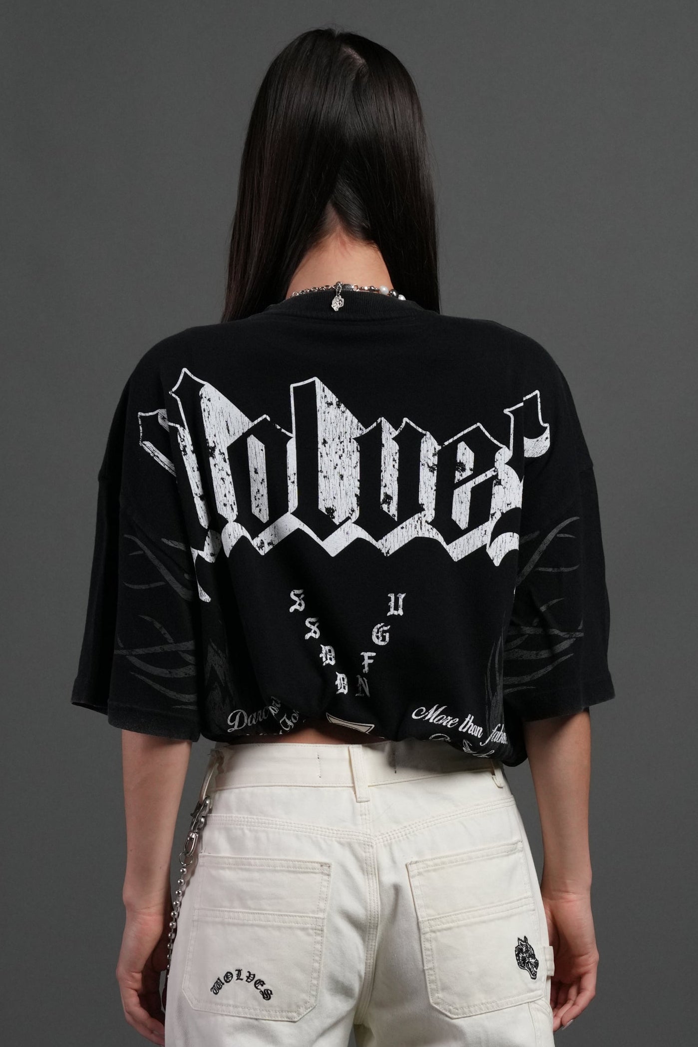 Wlvs Fire Premium Oversized Tee in Black - Image 4