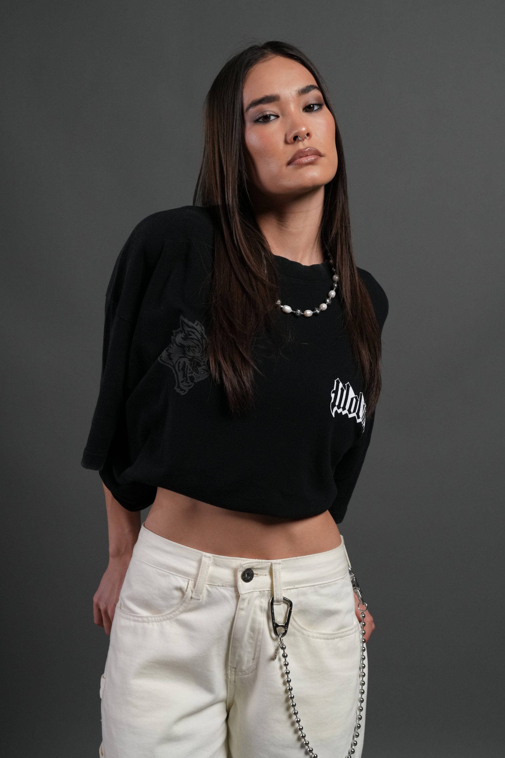 Wlvs Fire Premium Oversized Tee in Black - Image 2