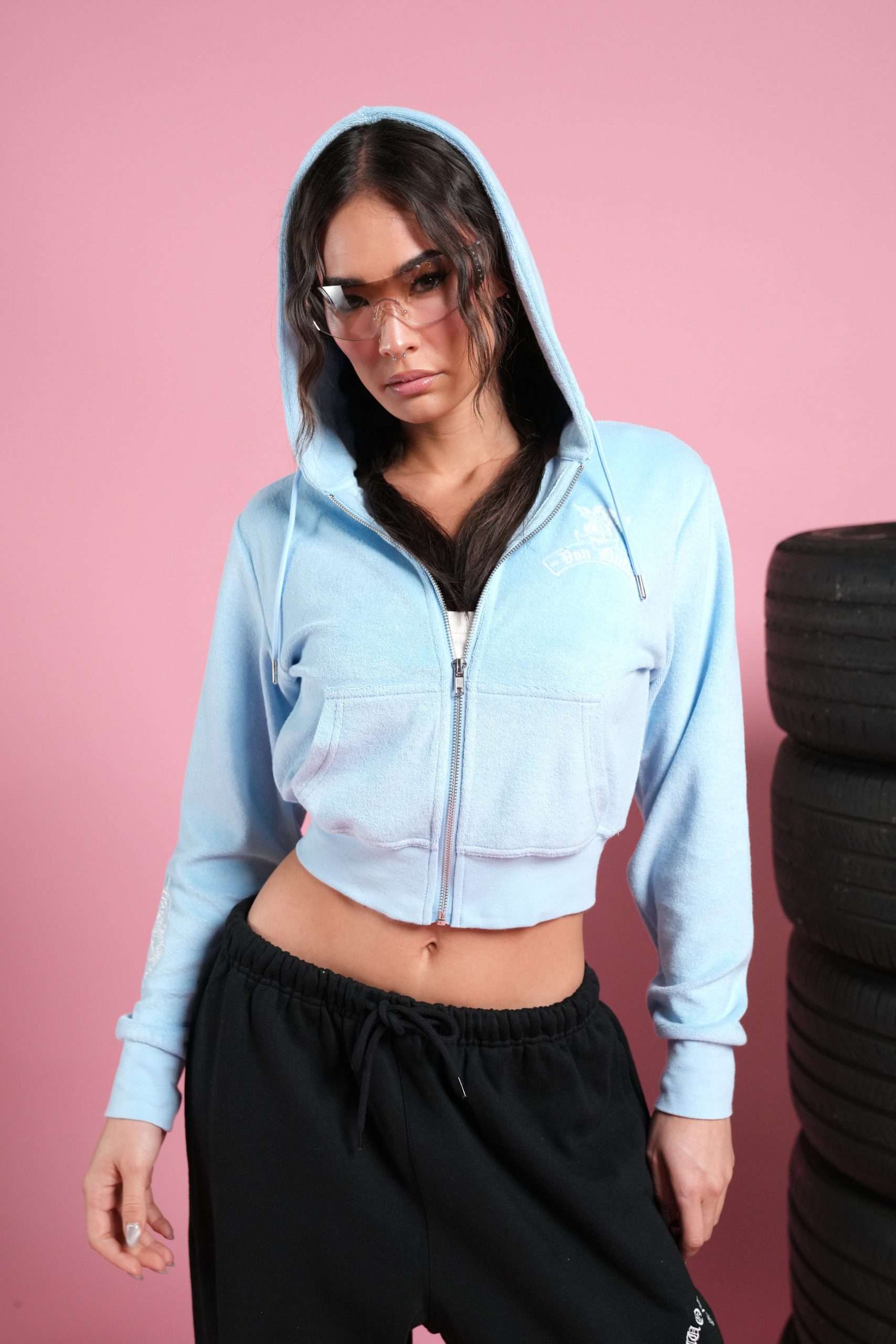 Darc Covenant Tia Zip Up Hoodie in Baby Blue