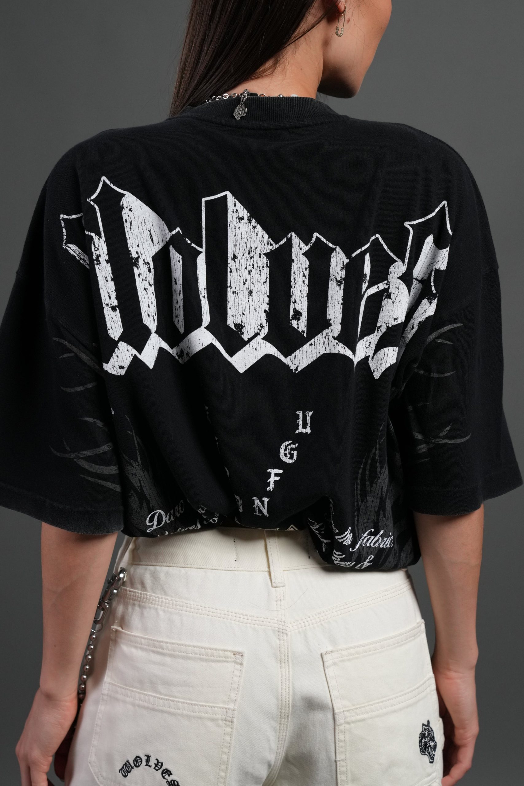Wlvs Fire Premium Oversized Tee in Black - Image 8