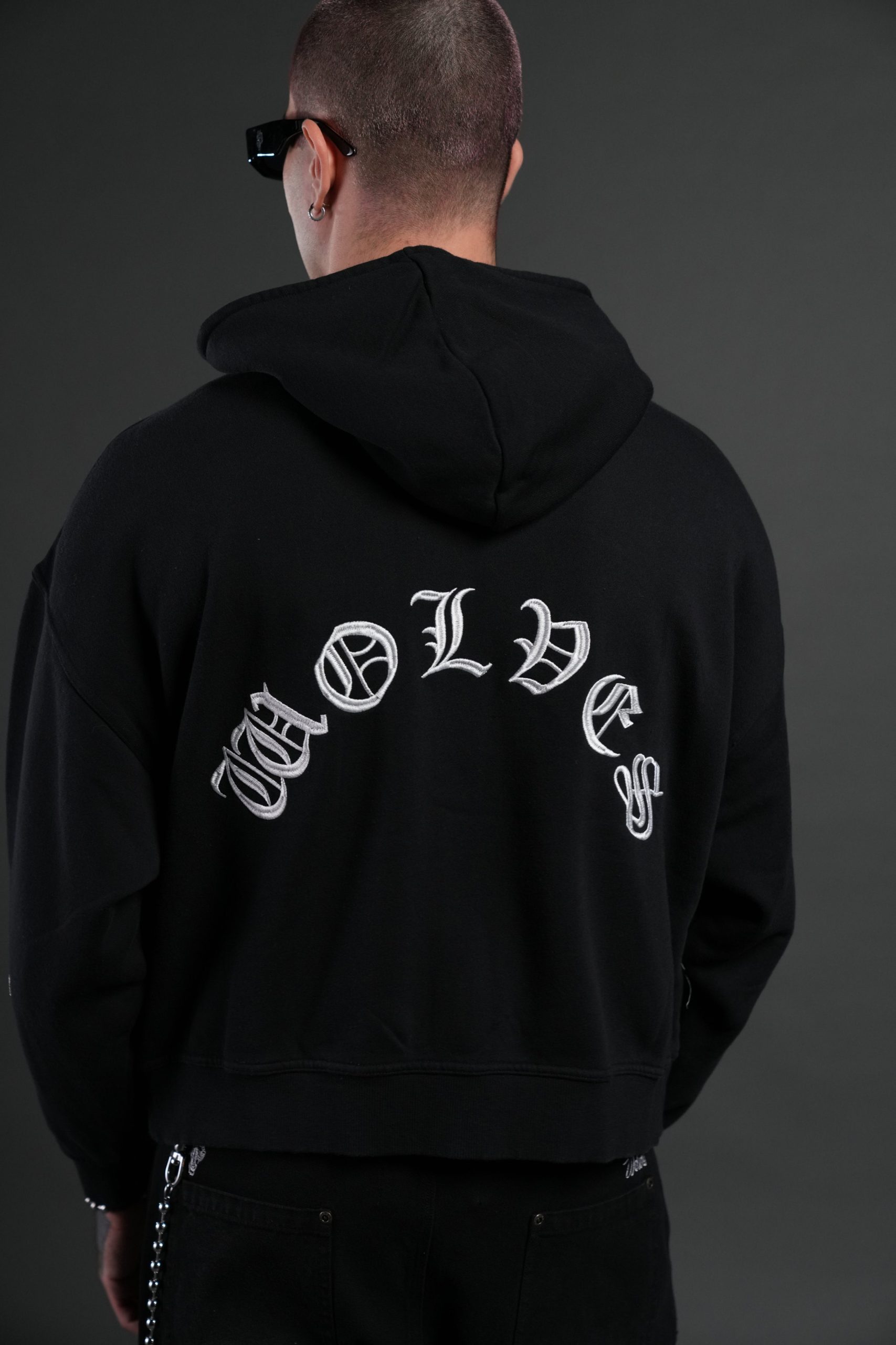 Verona Noir Vex Double Zip Hoodie in Black - Image 8