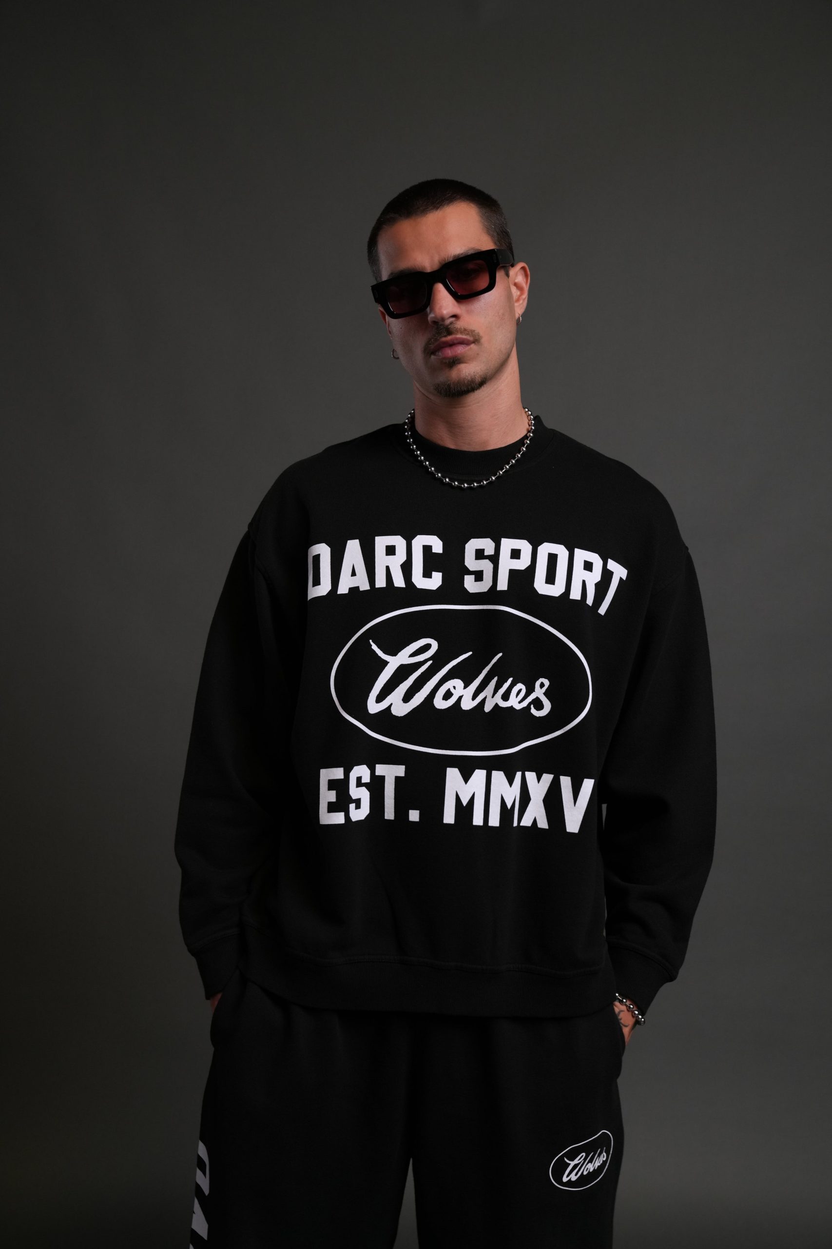 Darc Sport MMXV Grunge Oversized London Unisex Crewneck in Black - Image 4