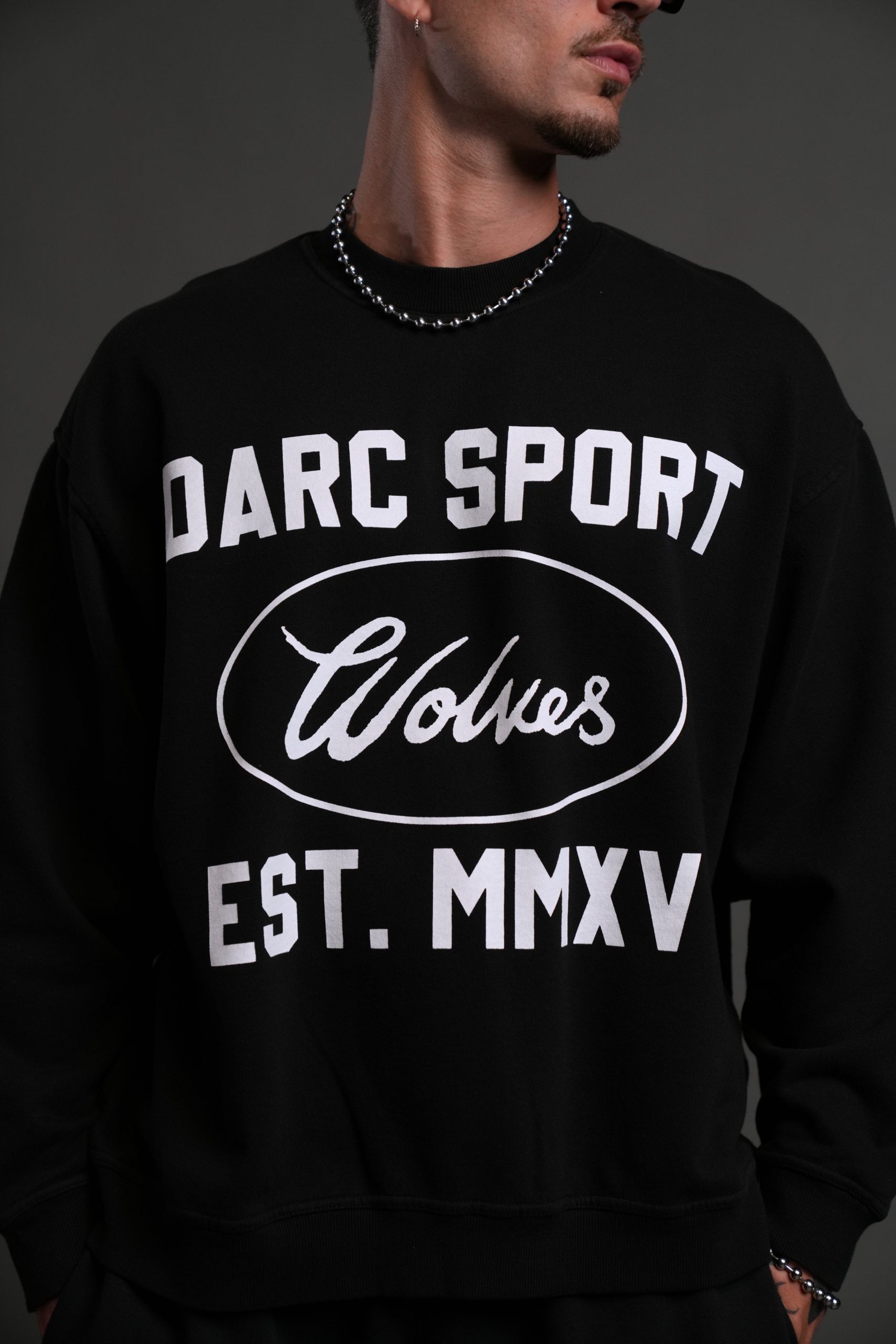 Darc Sport MMXV Grunge Oversized London Unisex Crewneck in Black - Image 7