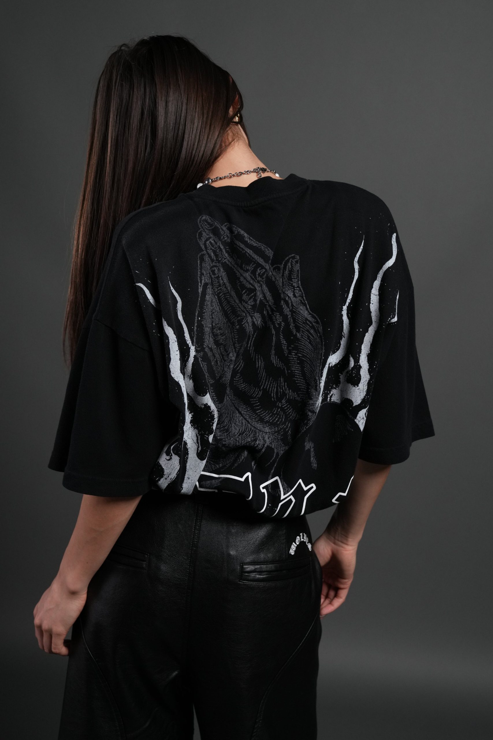 Our Sacrifice Premium Oversized Tee in Black Sun Fade - Image 4