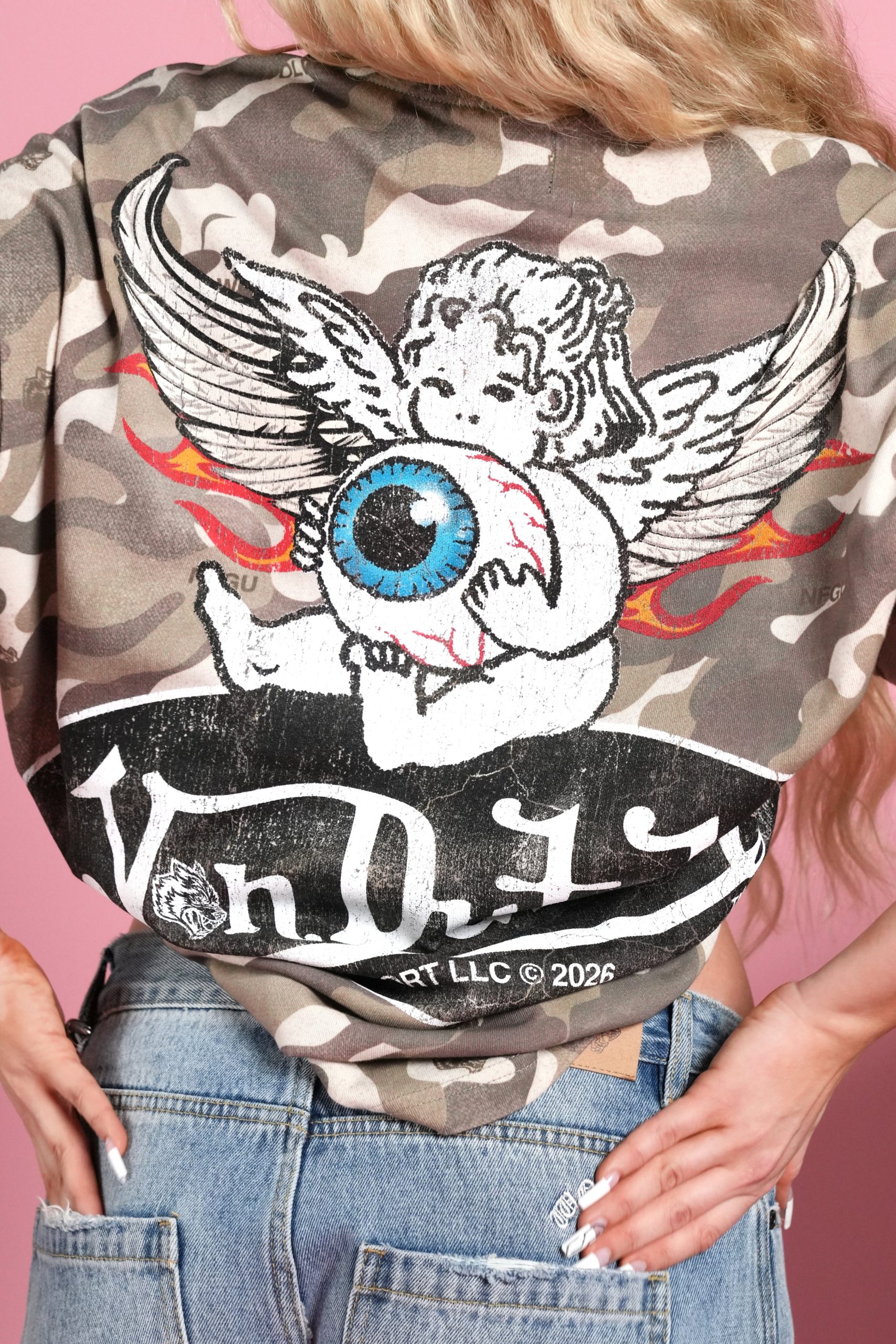 Von Wild V2 Premium Oversized Tee in Dsvd Green Camo - Image 14