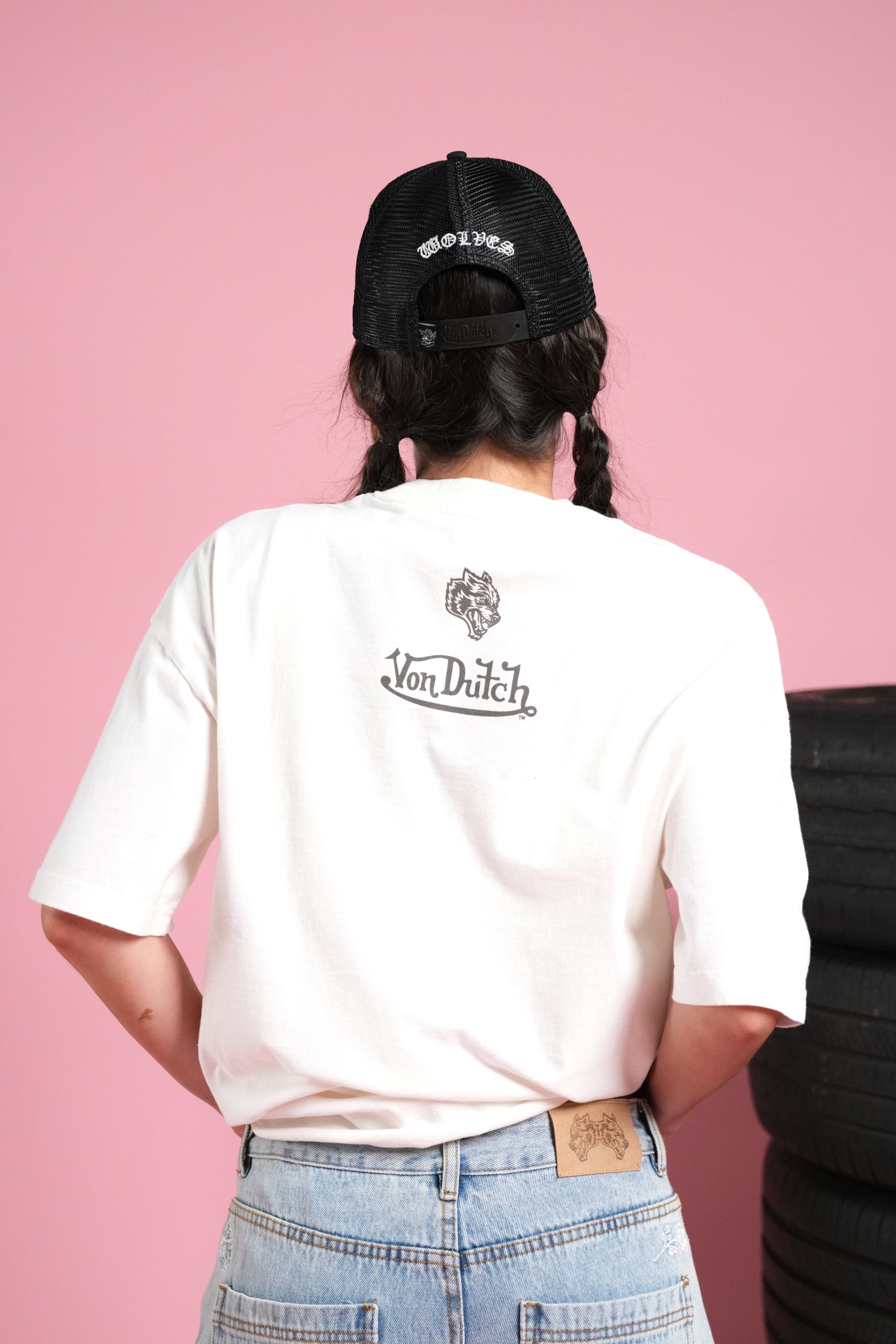 Flight Club V2 Grunge Mid Length Raw Hem Tee in Cream - Image 10