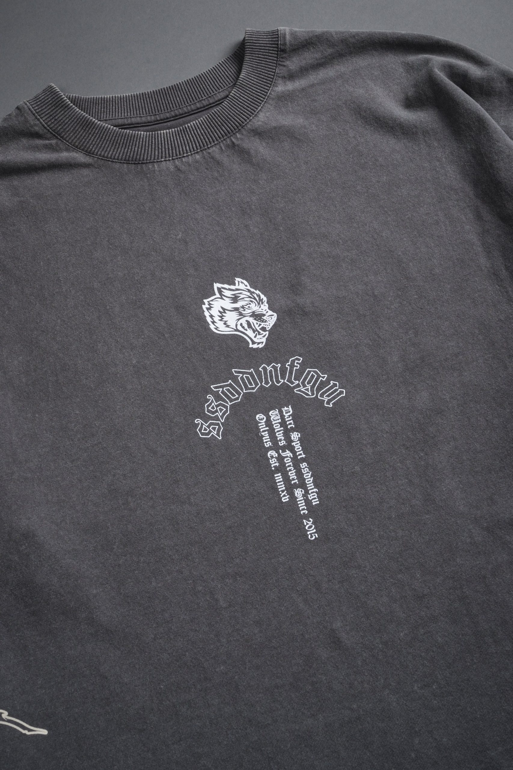 Reaper Tour Grunge Mid Length Raw Hem Tee in Slate Gray - Image 8