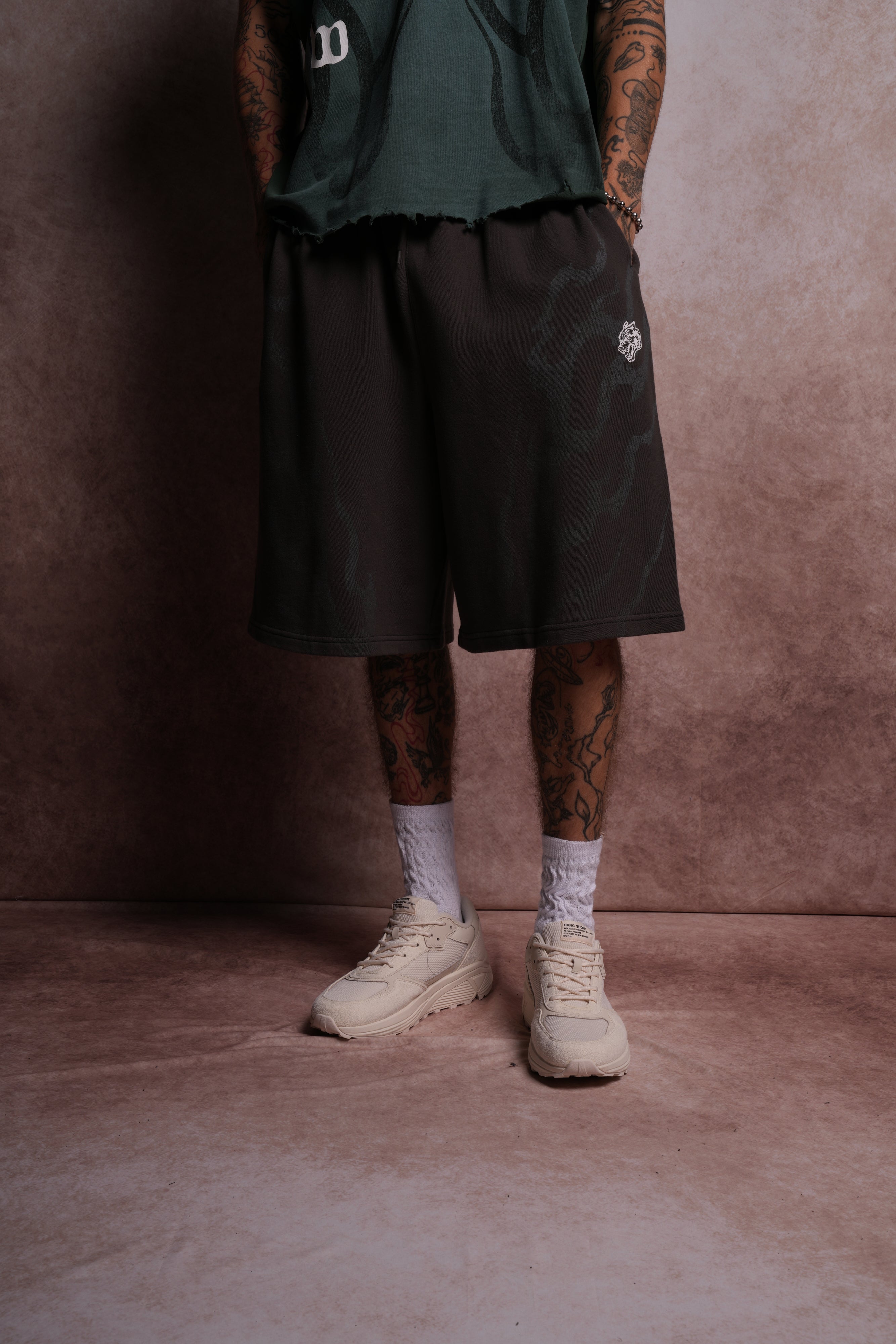 Darc Infernal Oversized Osiris Sweat Shorts in Wolf Gray - Image 2