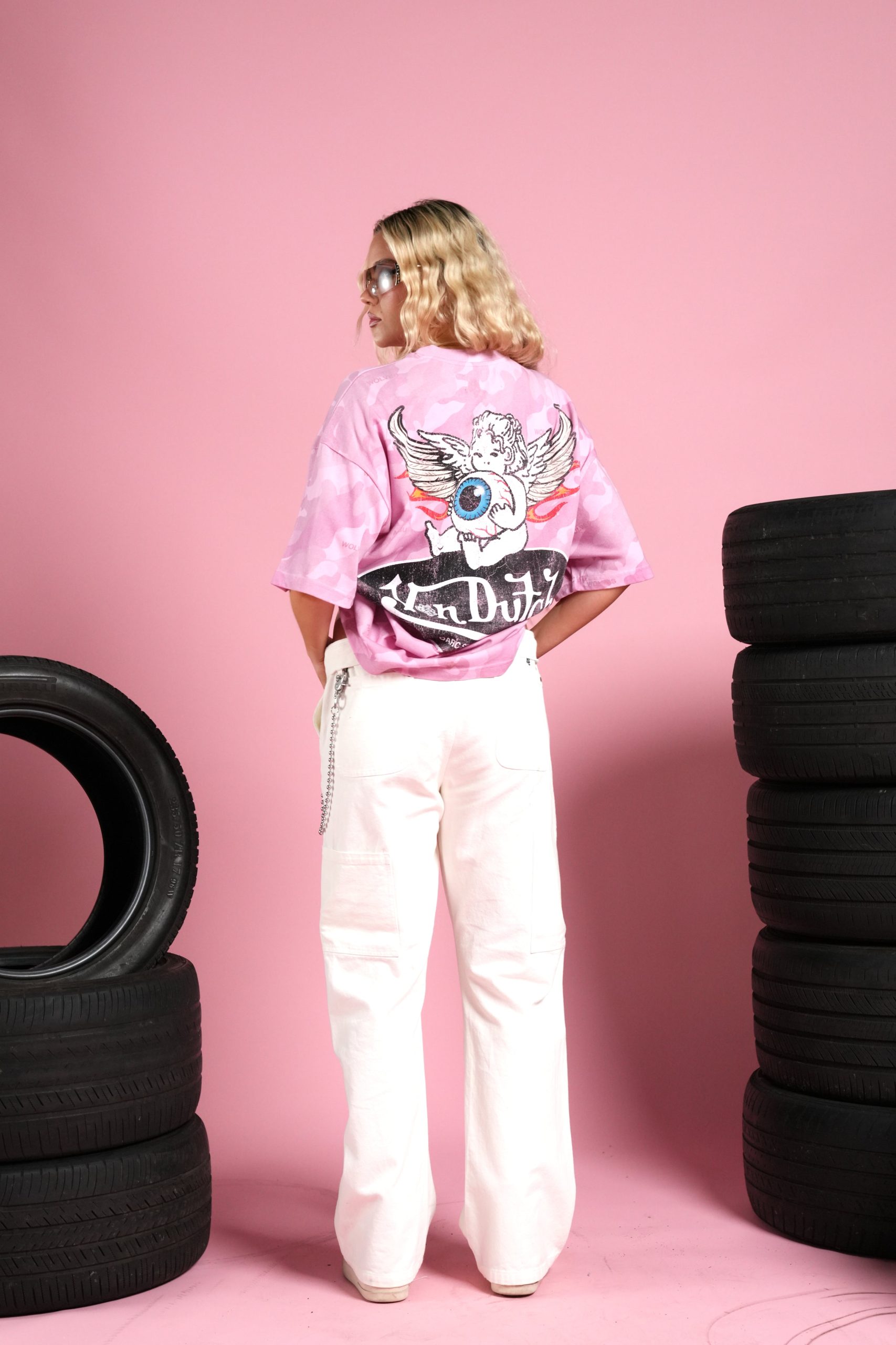 Von Wild V2 Premium Oversized Tee in Dsvd Bubblegum Camo - Image 10
