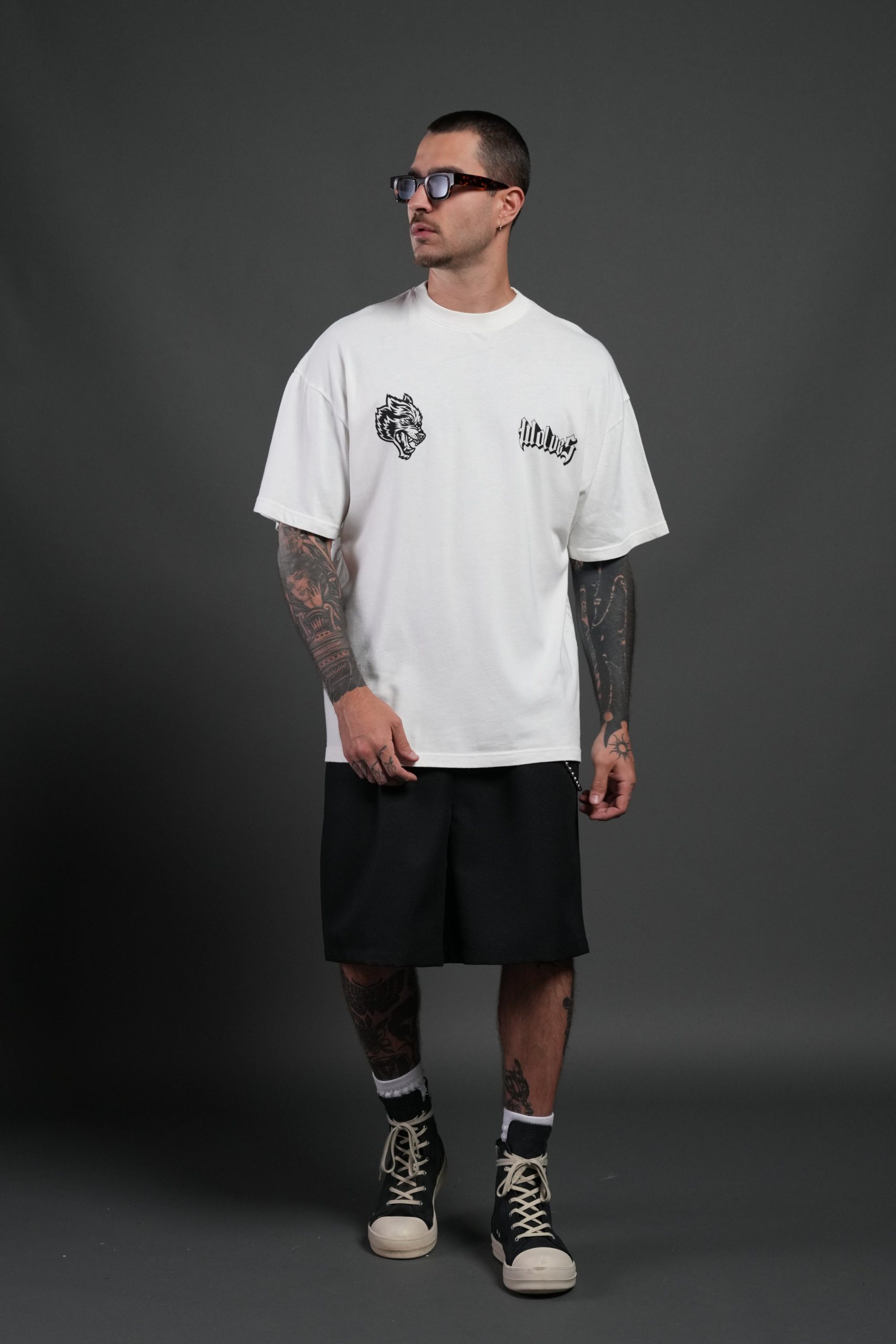 Wlvs Fire Premium Oversized Tee in Cream - Image 5