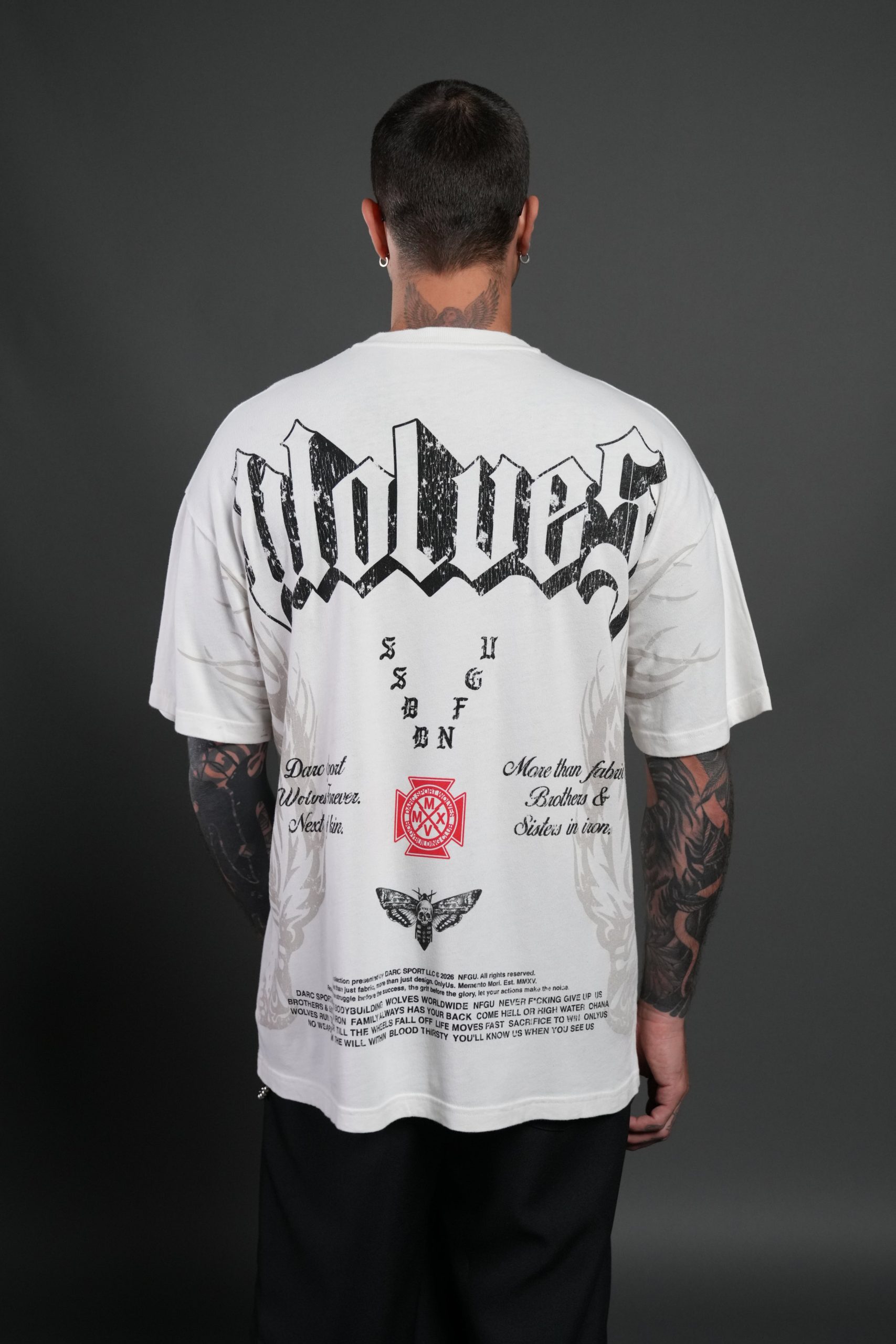 Wlvs Fire Premium Oversized Tee in Cream - Image 4