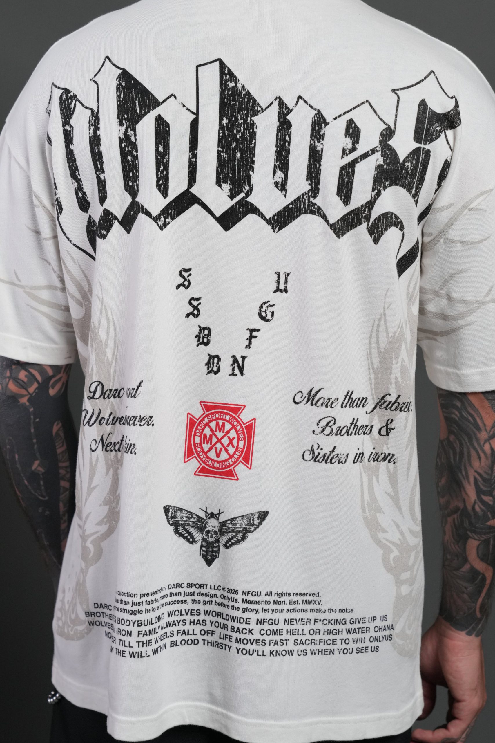 Wlvs Fire Premium Oversized Tee in Cream - Image 8