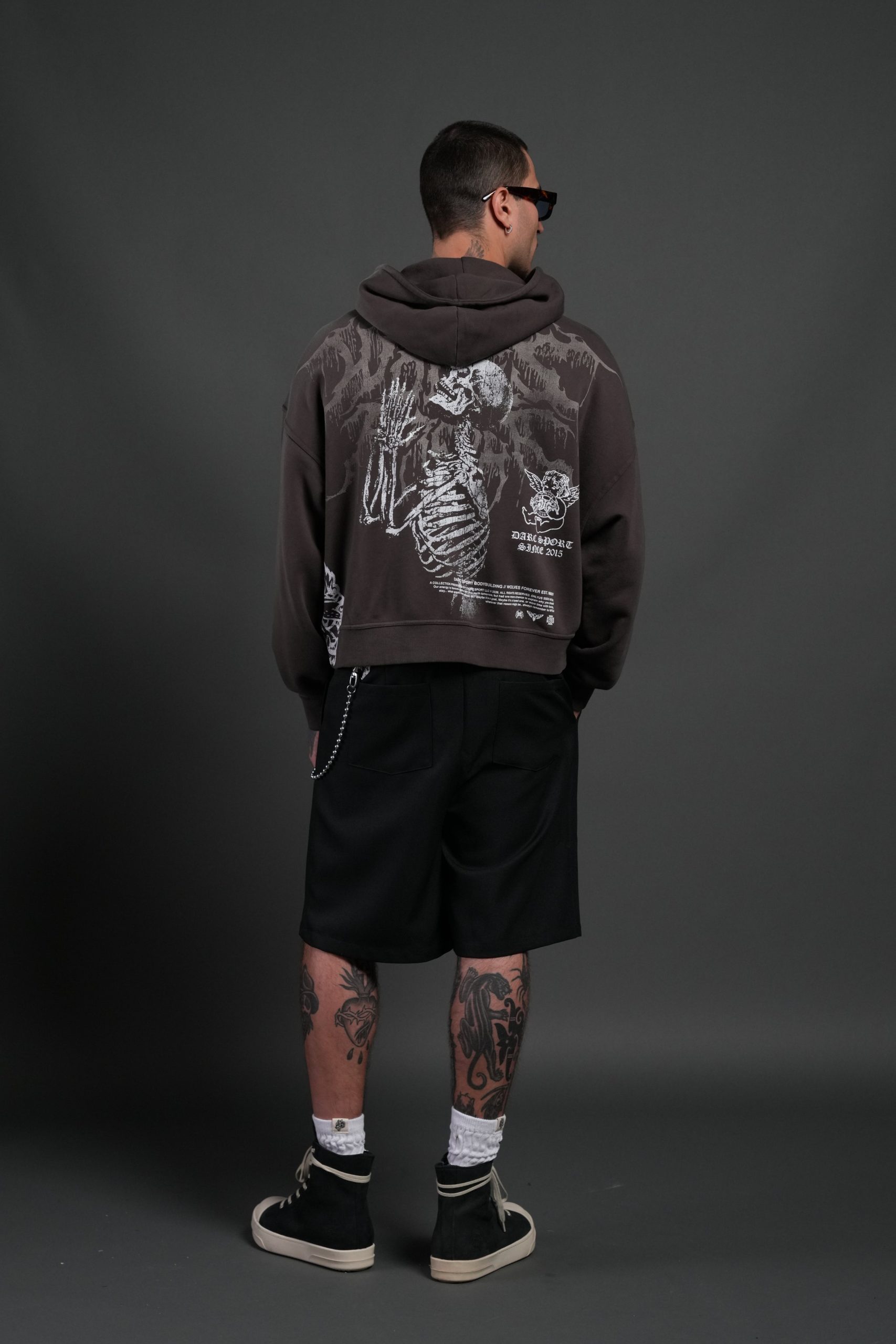 No Weapon Hesh Vex Double Zip Hoodie in Darc Brown - Image 6
