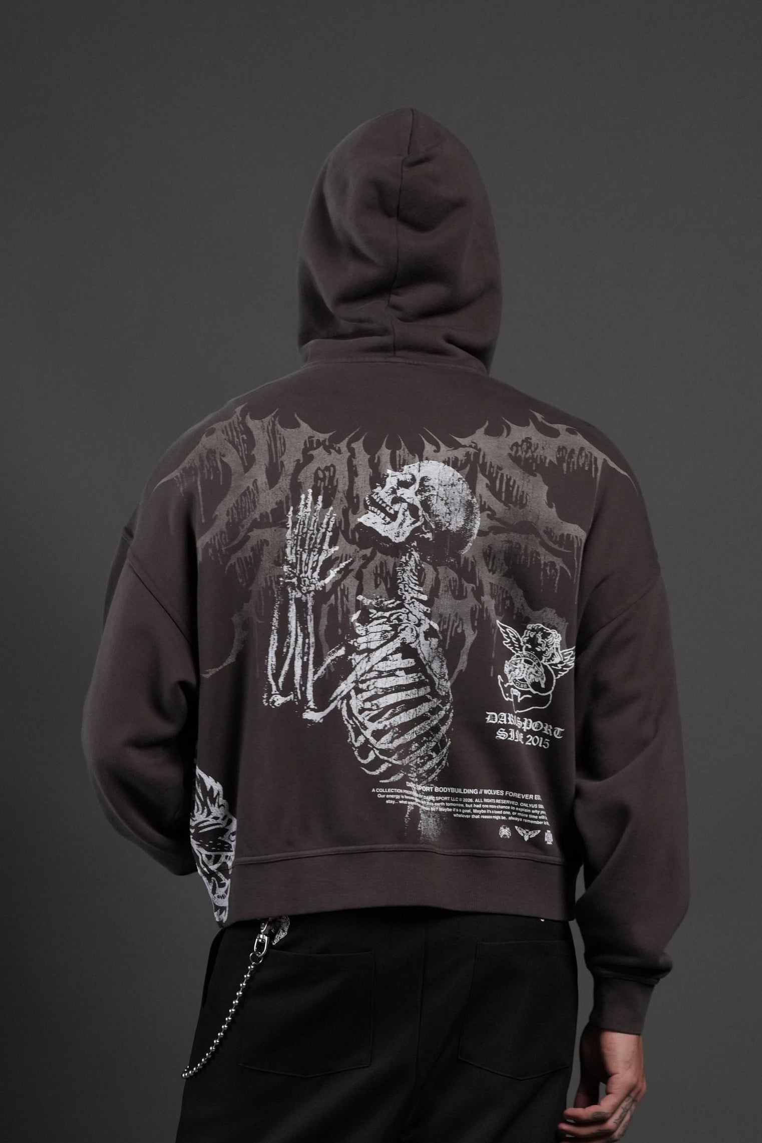 No Weapon Hesh Vex Double Zip Hoodie in Darc Brown - Image 4