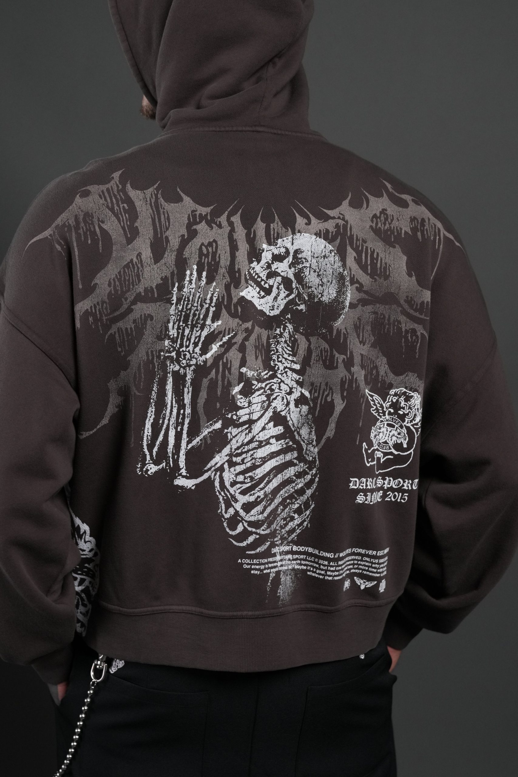 No Weapon Hesh Vex Double Zip Hoodie in Darc Brown - Image 7