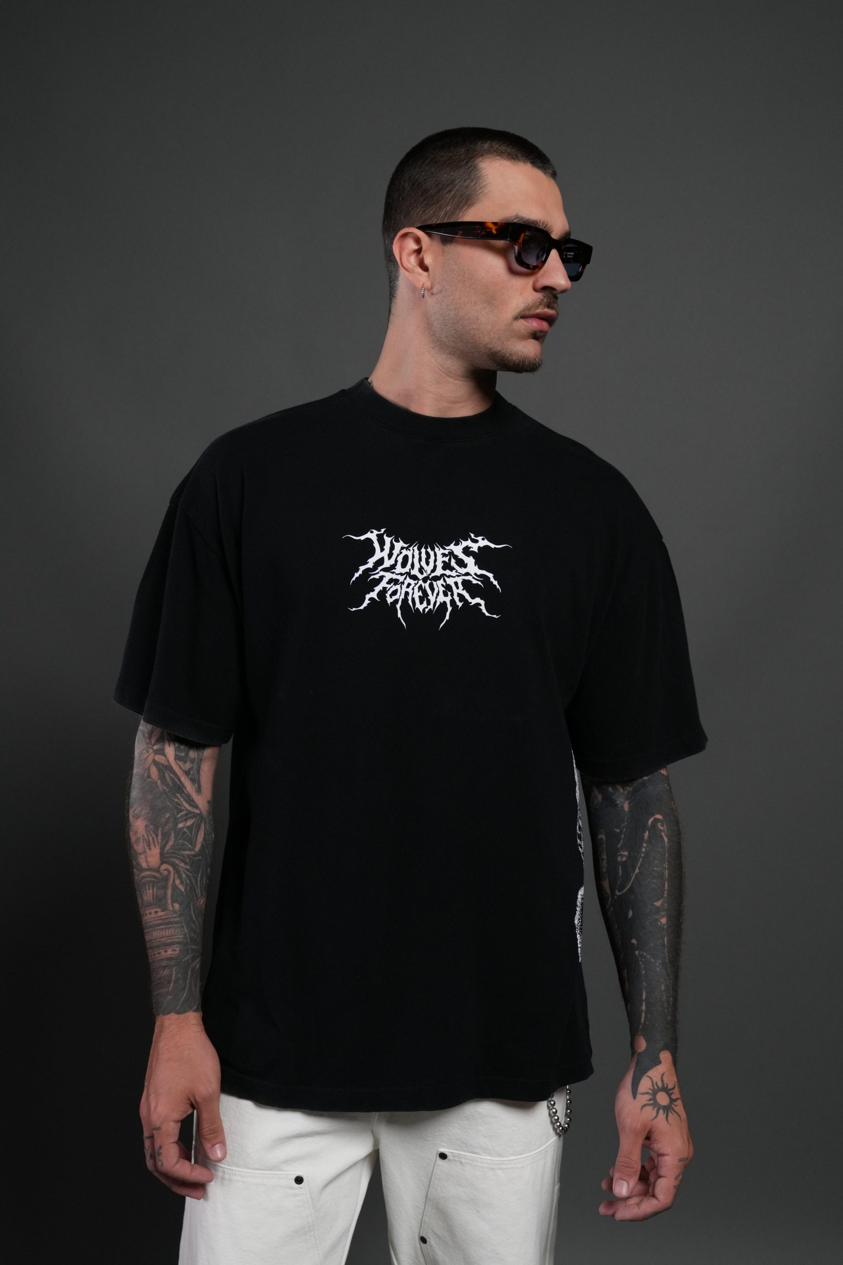 Work In Silence NFGU Premium Oversized Tee in Black - Image 2