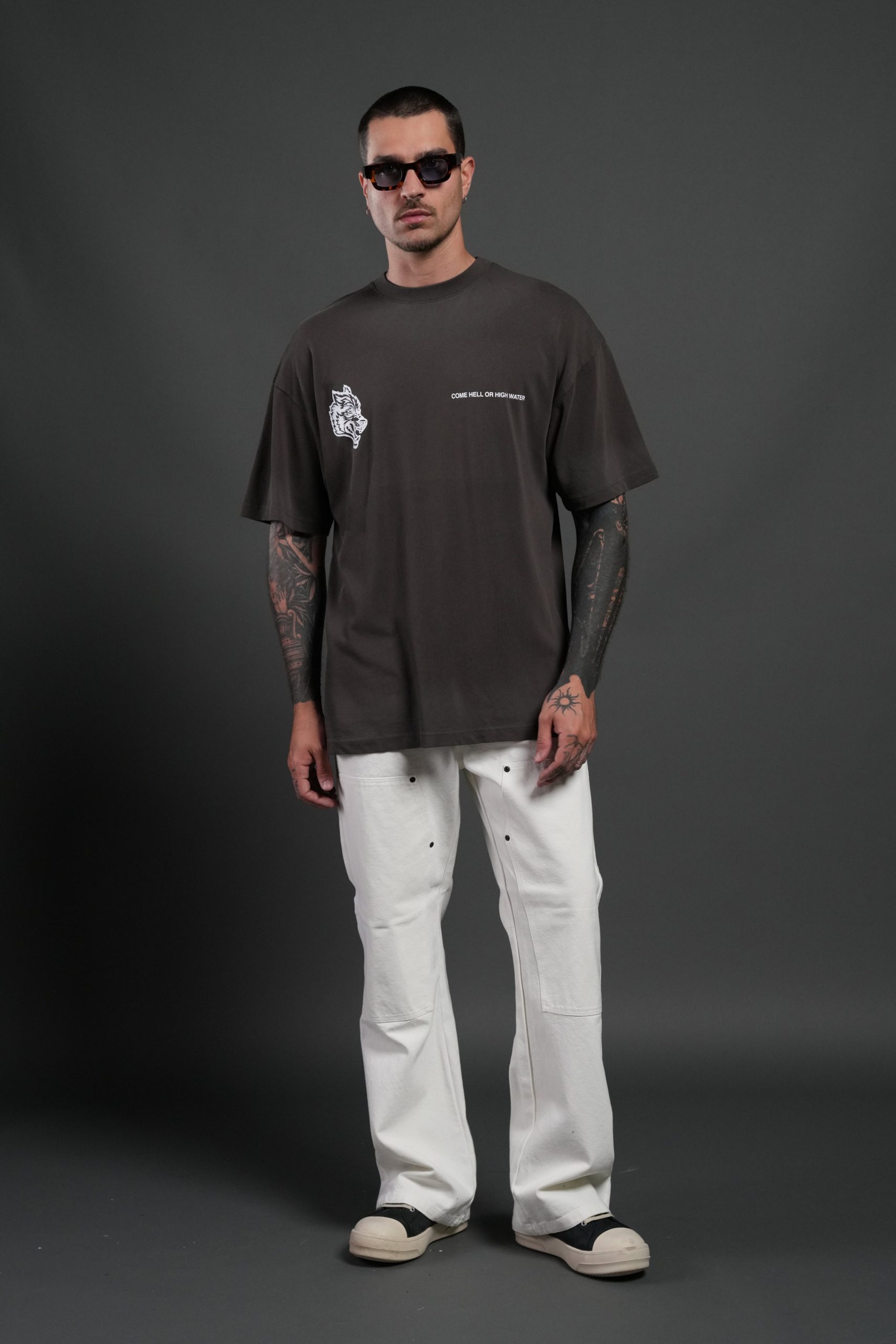Come Hell Or High Water NFGU Premium Oversized Tee in Darc Brown Drift Wash - Image 5