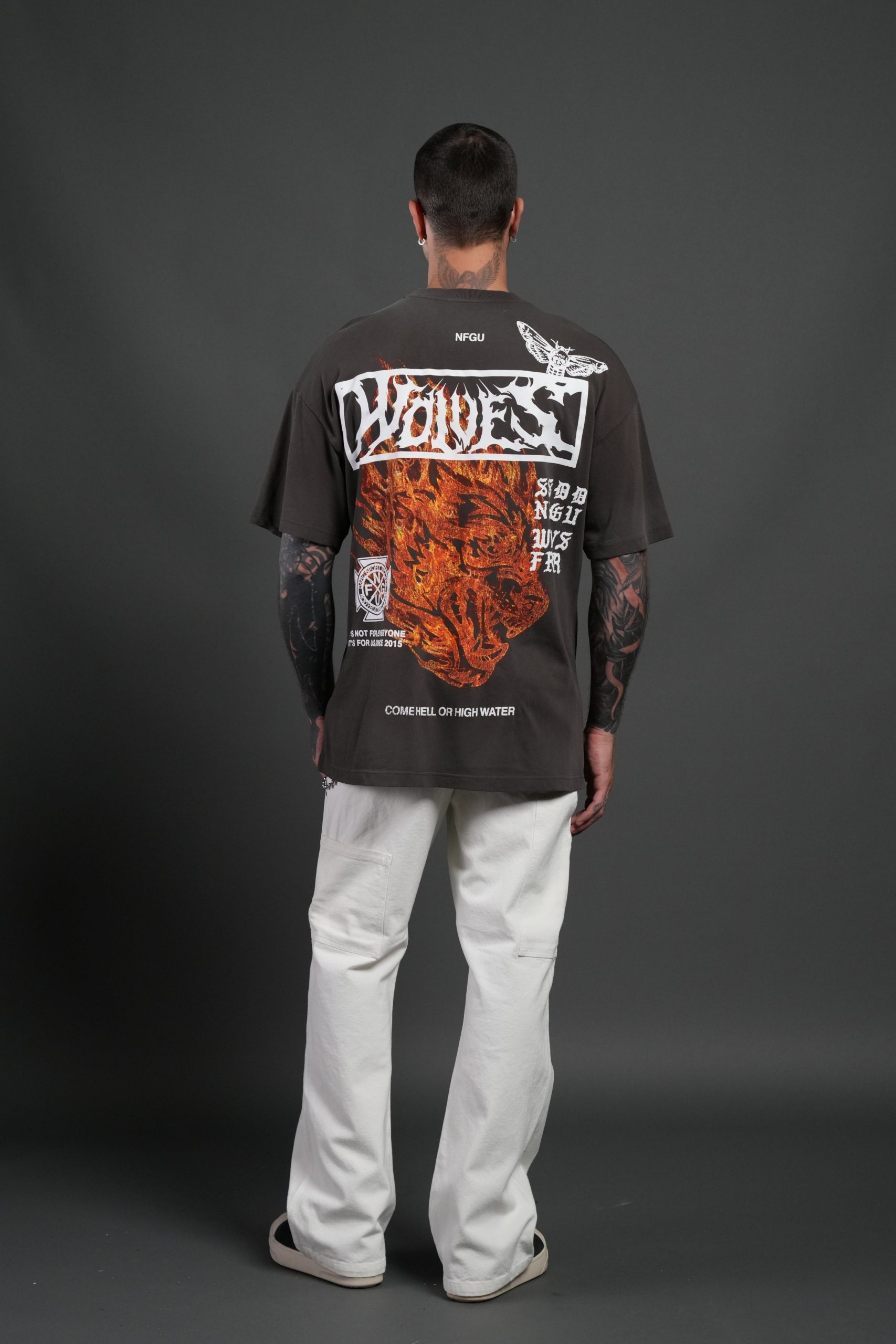 Come Hell Or High Water NFGU Premium Oversized Tee in Darc Brown Drift Wash - Image 6