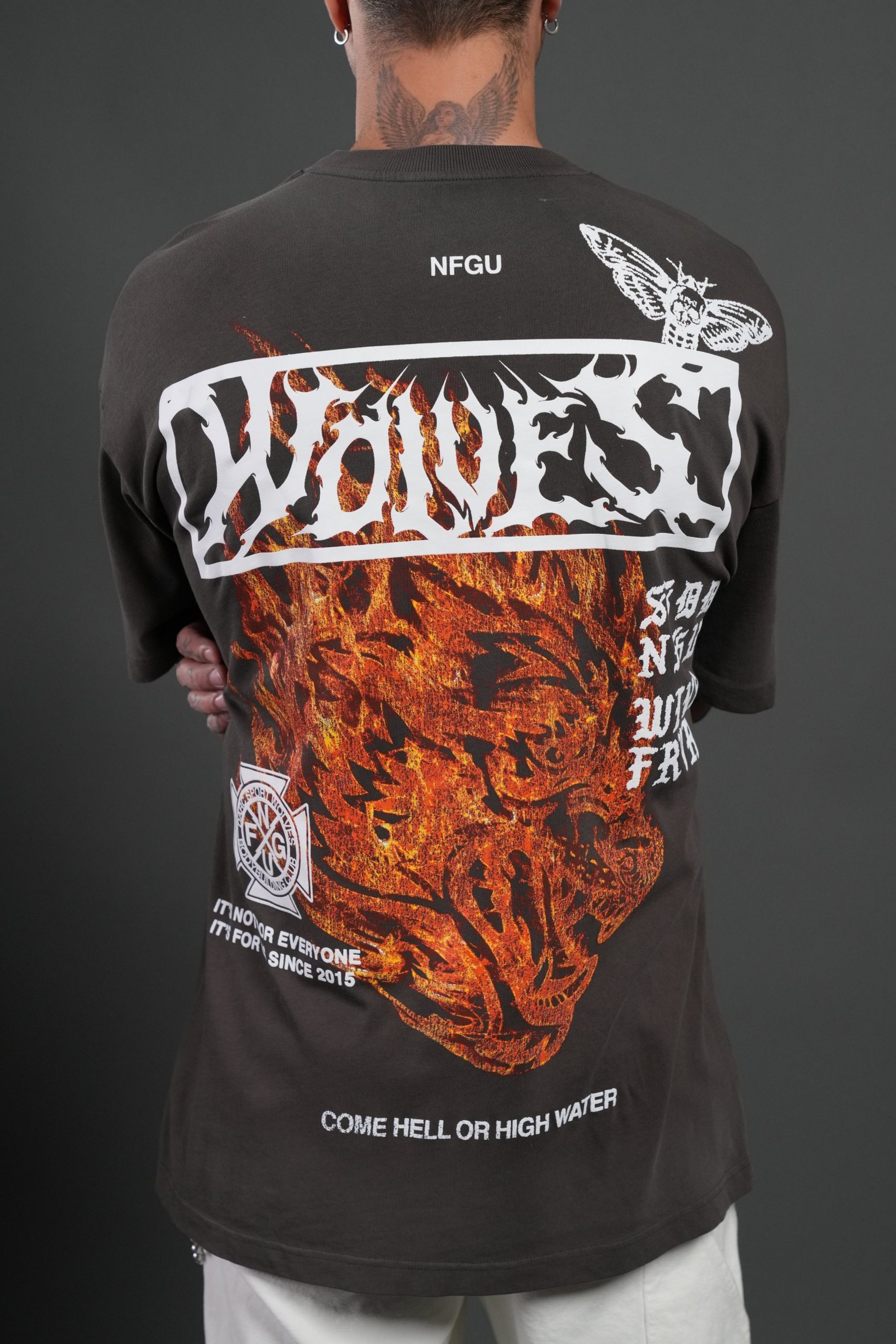 Come Hell Or High Water NFGU Premium Oversized Tee in Darc Brown Drift Wash - Image 8