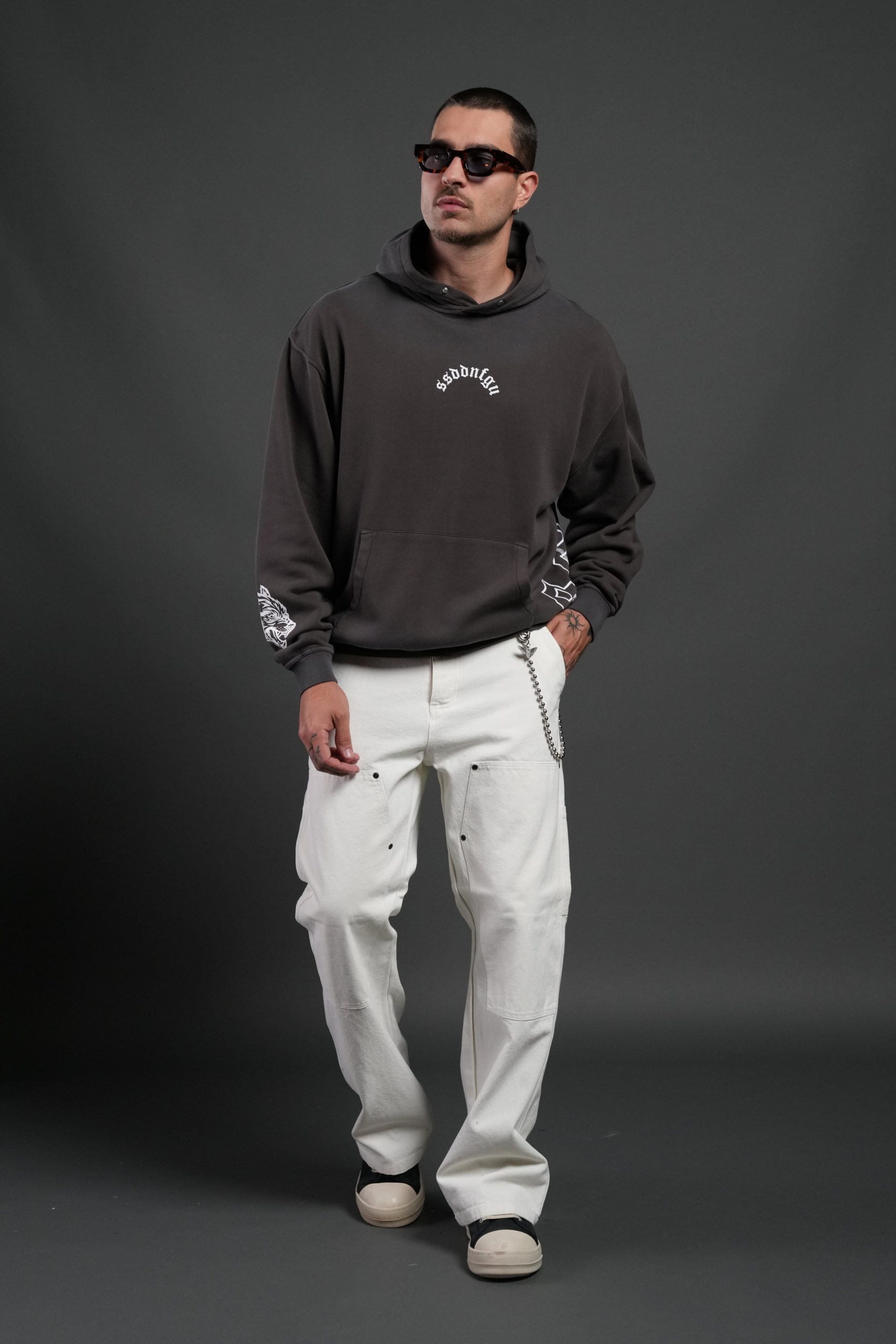 Our Sacrifice Pierce Hoodie in Darc Brown Drift Wash - Image 5