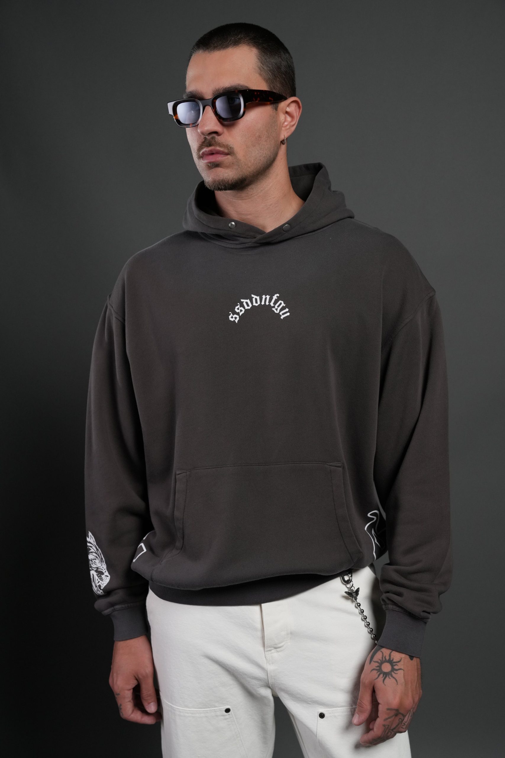 Our Sacrifice Pierce Hoodie in Darc Brown Drift Wash - Image 2