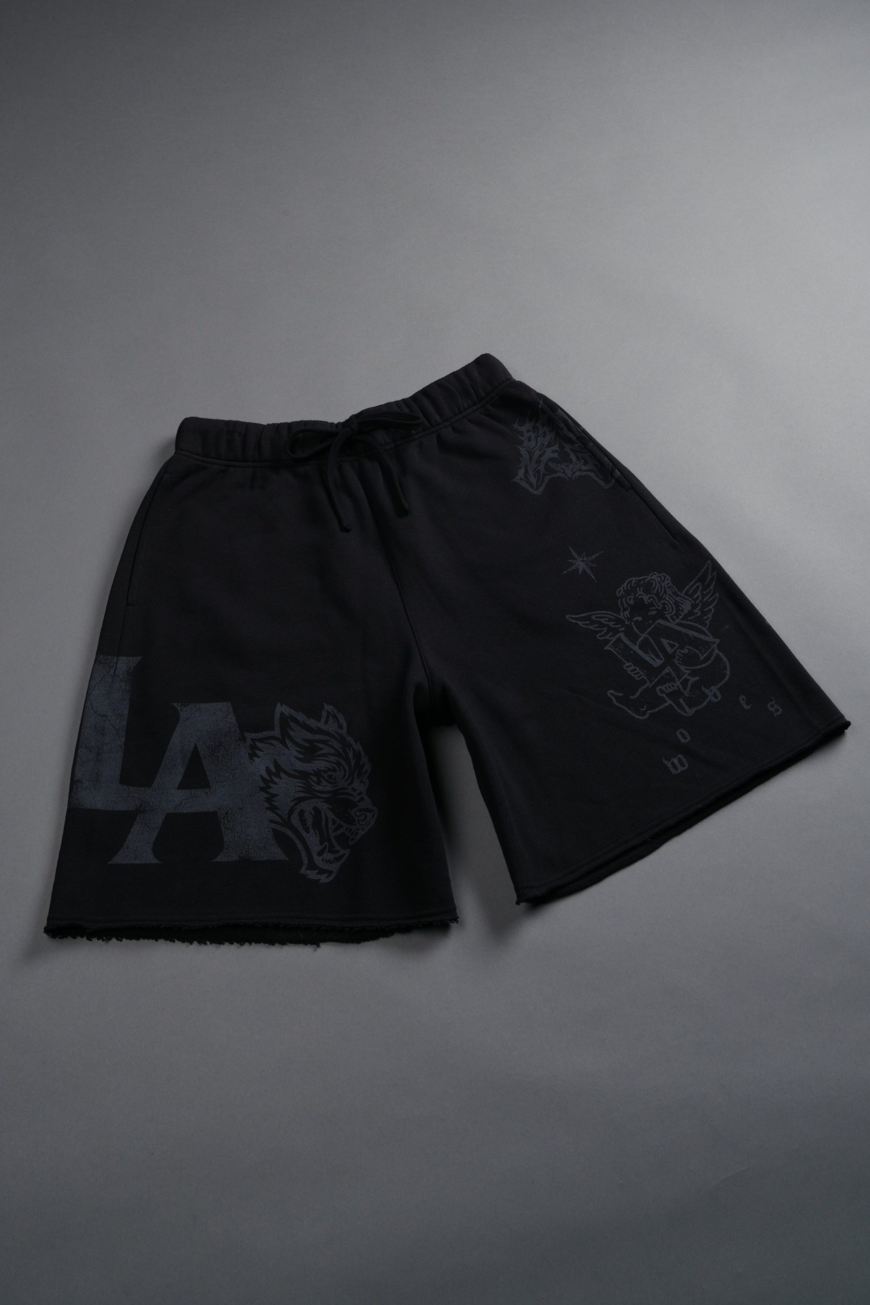 Homage To La Raw Hem Oversized Post Lounge Sweat Shorts in Black - Image 6
