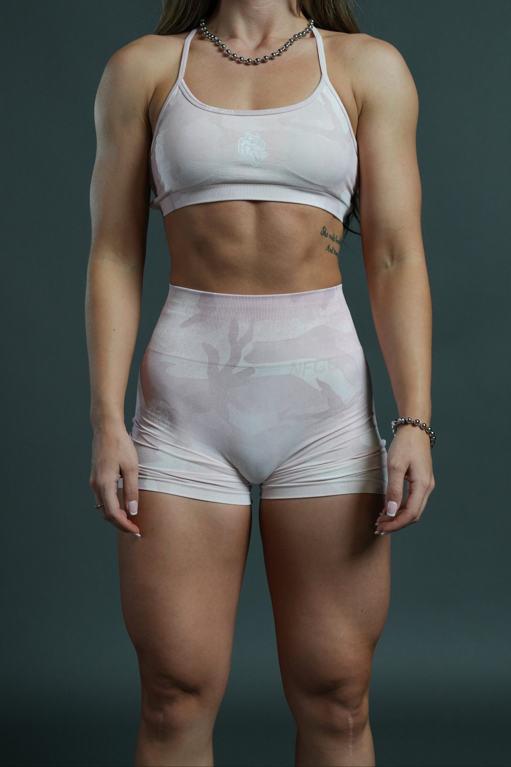 Dual Stella Soft Seamless Shorts in Blush Vintage Woodland Camo - Image 2