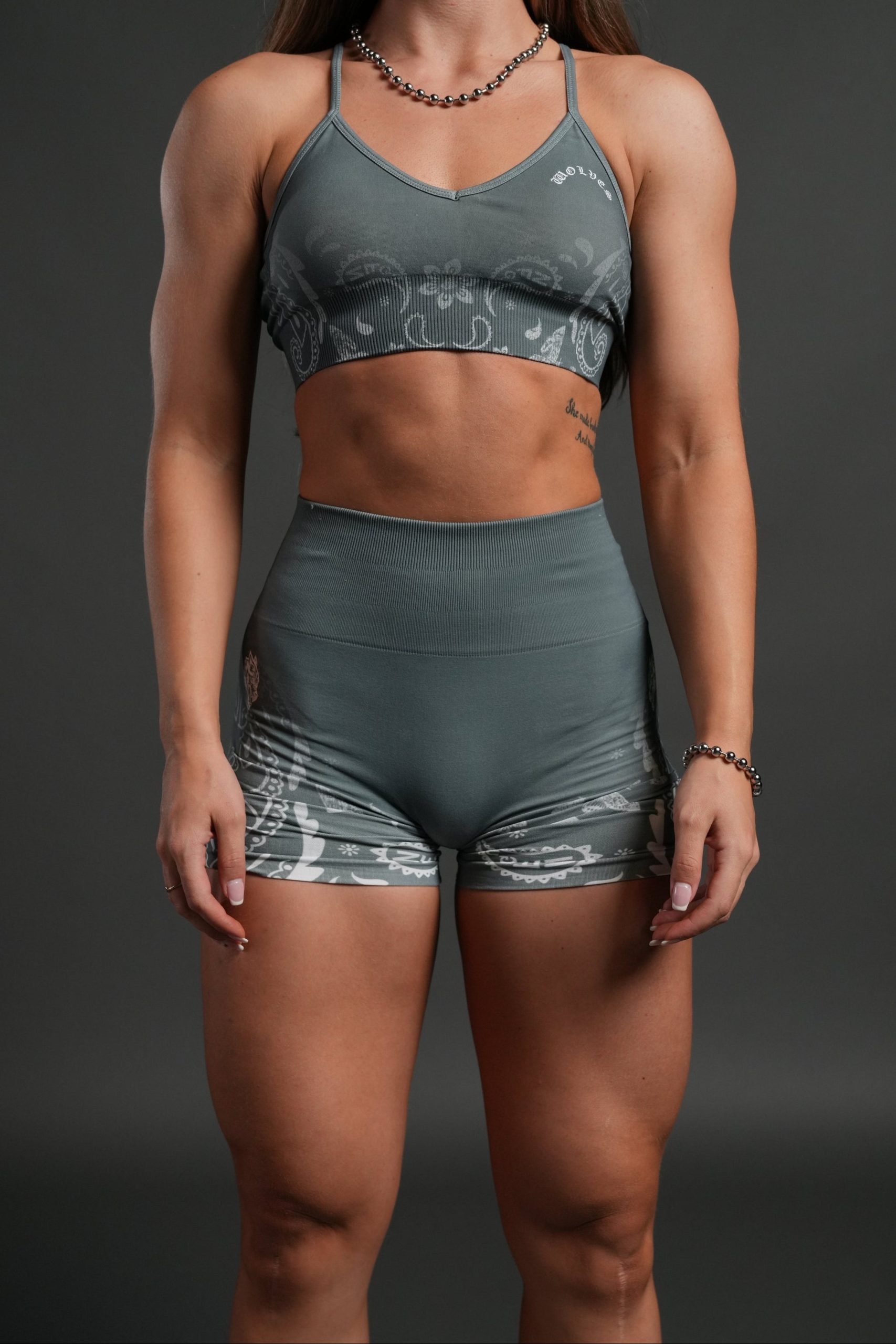 Faded Paisley Stella Soft Seamless Shorts in Greek Stone - Image 2