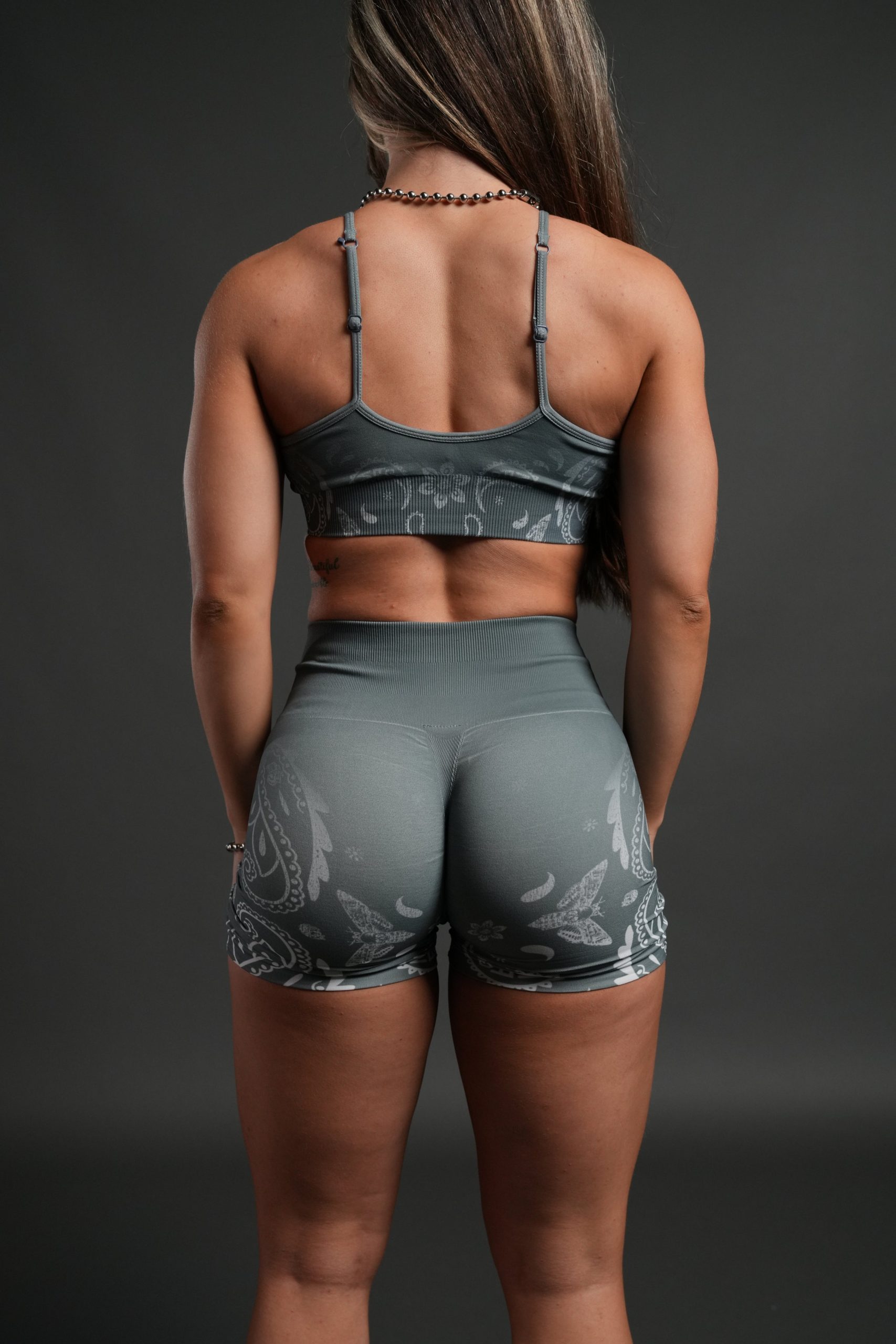 Faded Paisley Stella Soft Seamless Shorts in Greek Stone - Image 3